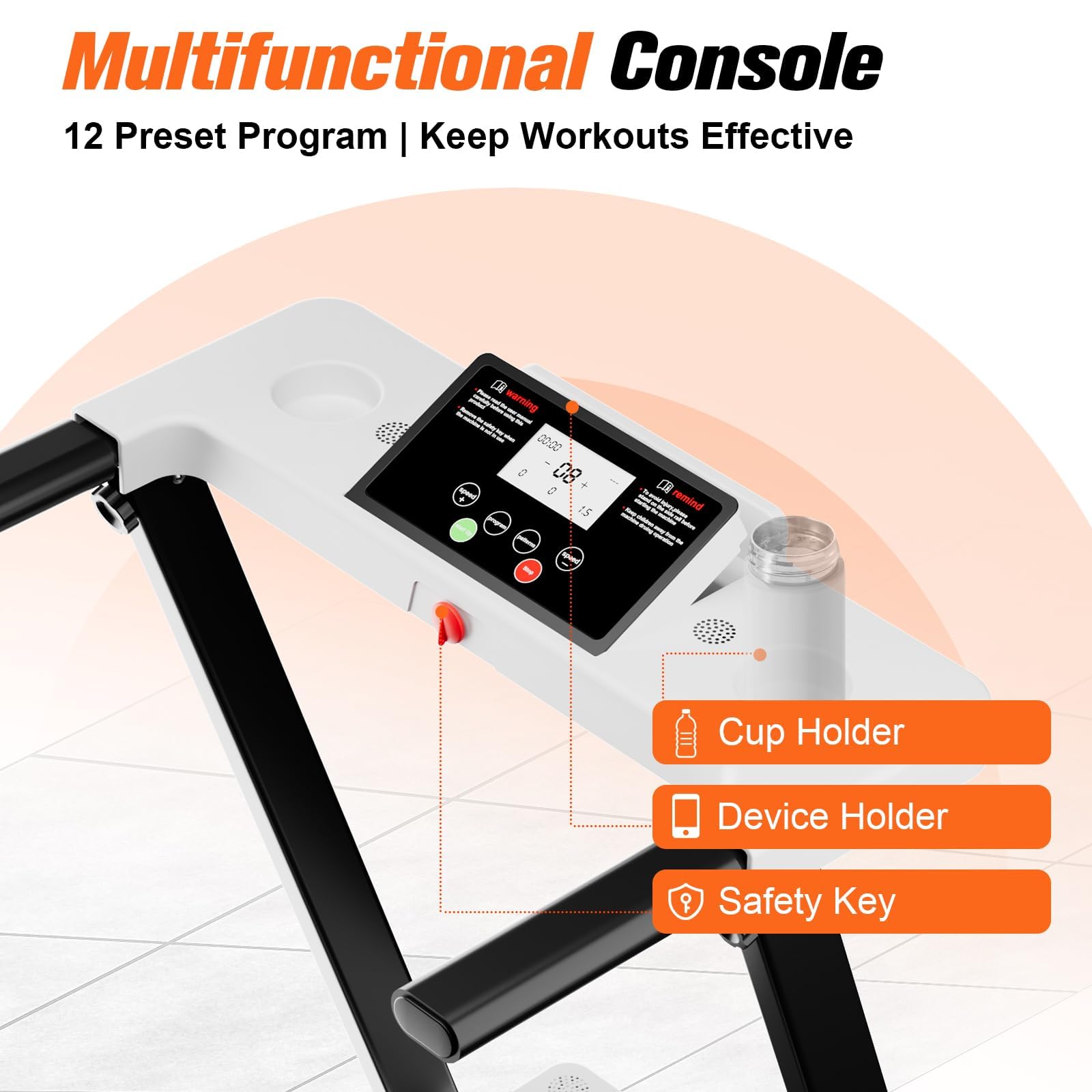 Folding Treadmill 300LBS Capacity - Compact Electric Running Machine with LED Display, 3.0HP Motor for Walking Jogging & Running - Portable Home & Office Treadmill for Small Spaces, Apartment Workouts & Indoor Cardio Training