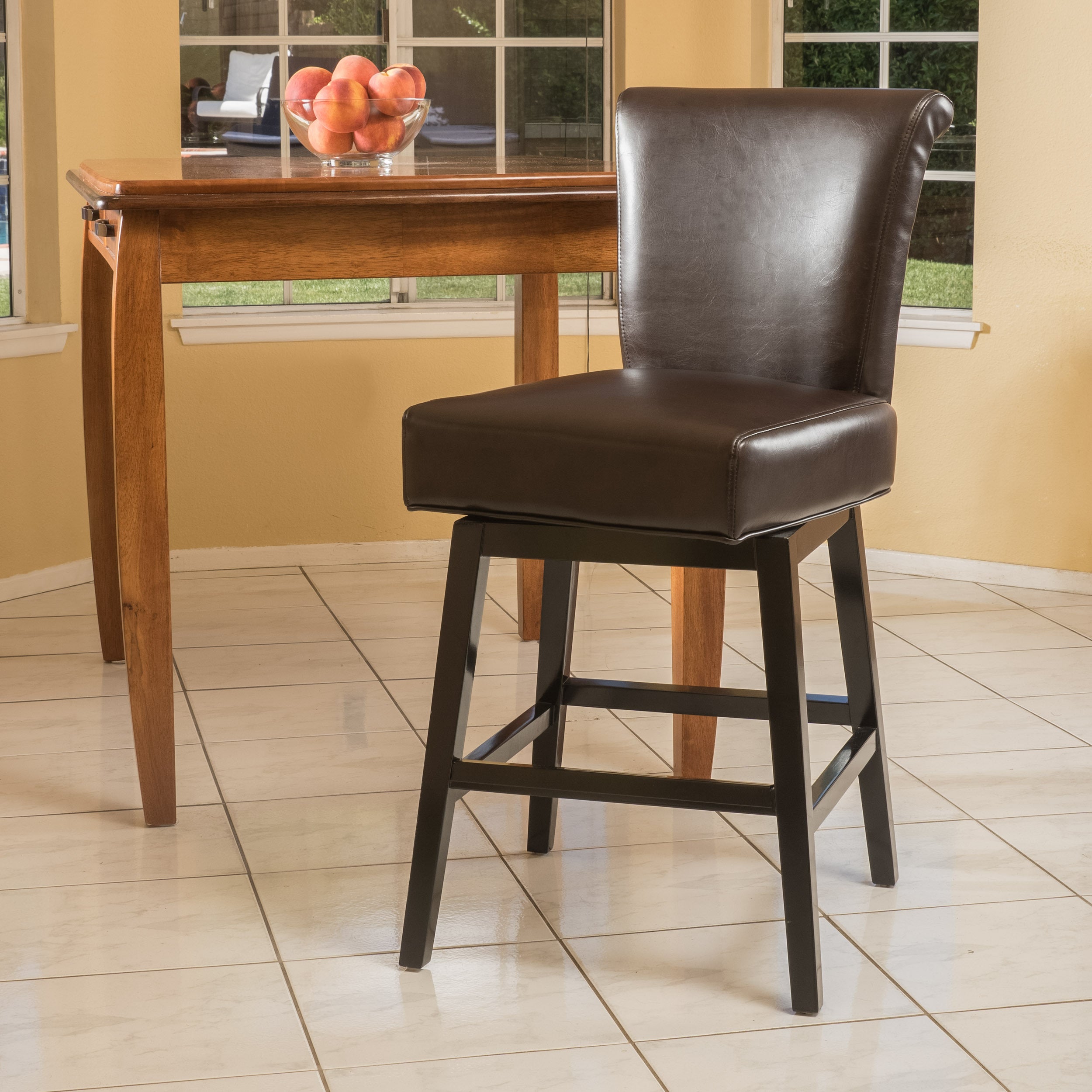 28 Inch PU Leather Swivel Bar Stool - Adjustable Height Counter Stool for Kitchen Island, Breakfast Nook & Home Bar - Modern Dining Stool with 360° Rotation & Comfortable Cushion