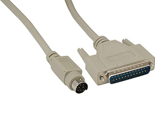6ft Mini-DIN8 Male to DB25 Male Printer Cable - High-Speed Data Transfer for Mac to ImageWriter I Printers - Perfect for Vintage Apple Printing & Office Document Workflows