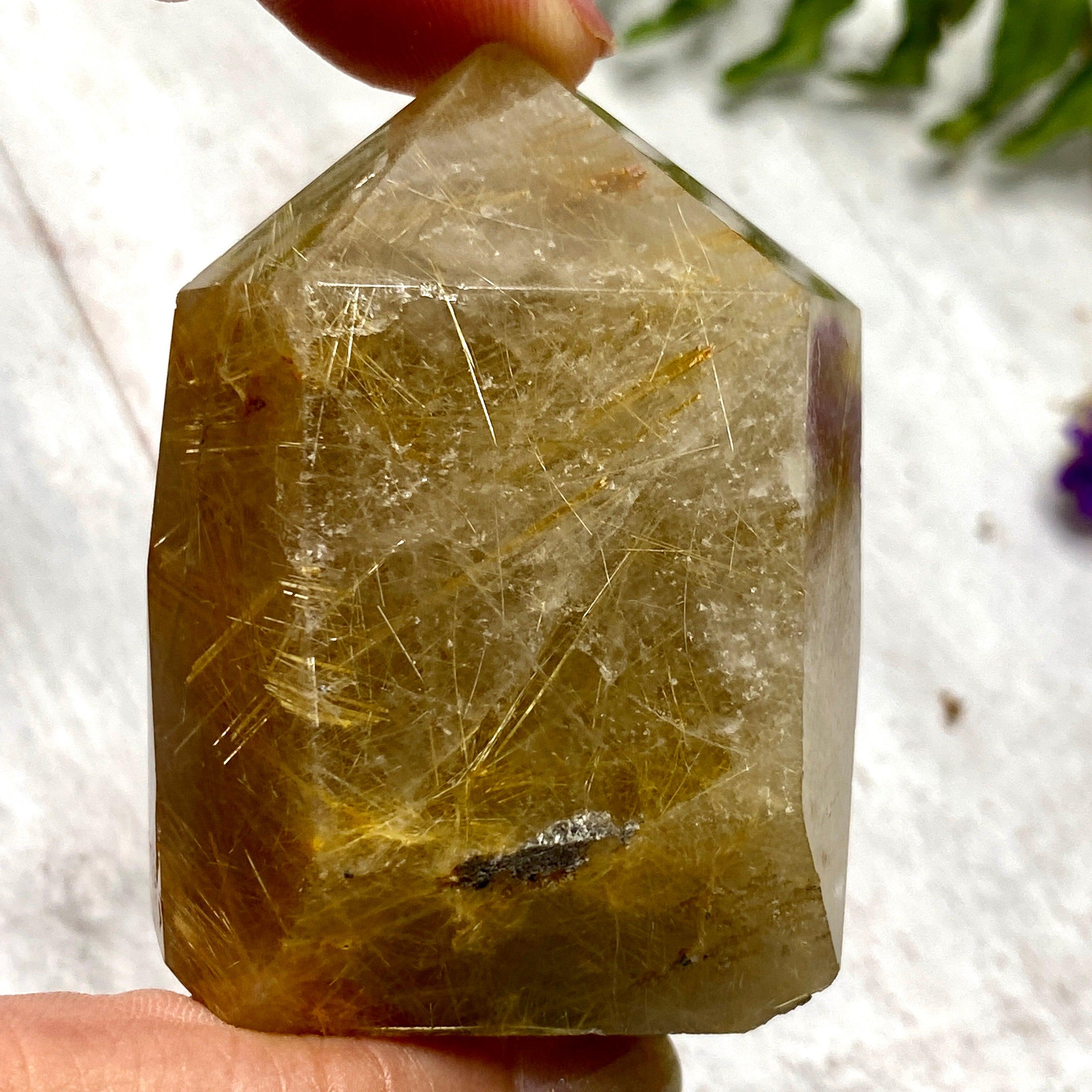 Golden Rutilated Quartz Generator RTQG 03 - Natural Healing Crystal for Meditation, Energy Work & Home Decor