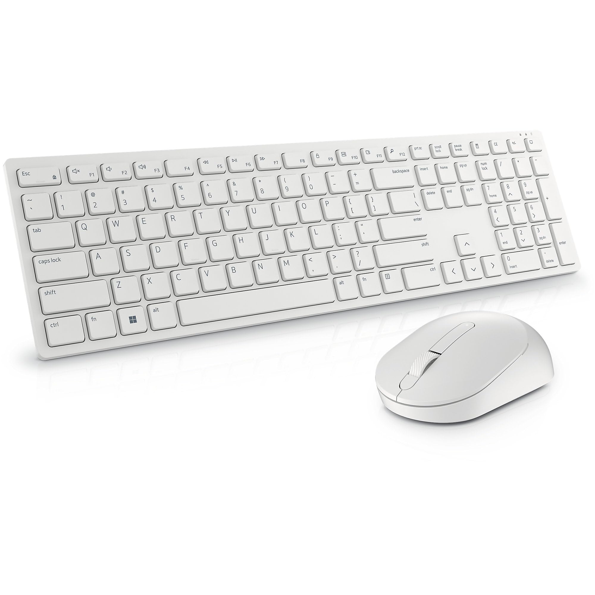 Dell KM5221W Wireless Keyboard and Mouse Combo - White | Ergonomic Design for Office & Home Use | Compatible with Windows & Mac