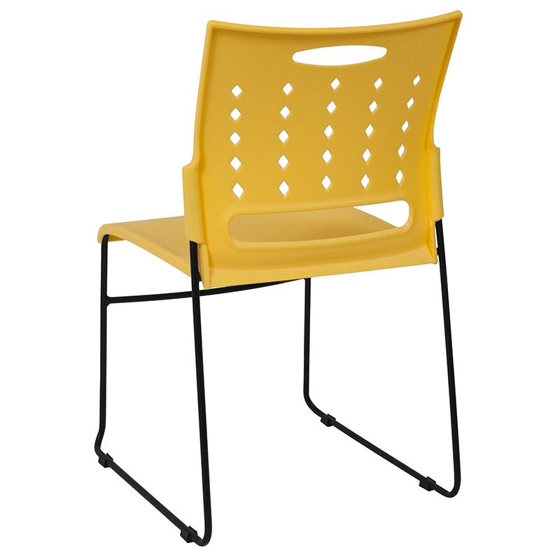 FLASH HERCULES Series 881 lb Capacity Black Sled Base Stackable Chair with Air Vent Back - Heavy Duty Folding Chairs for Events, Banquets, and Conference Rooms