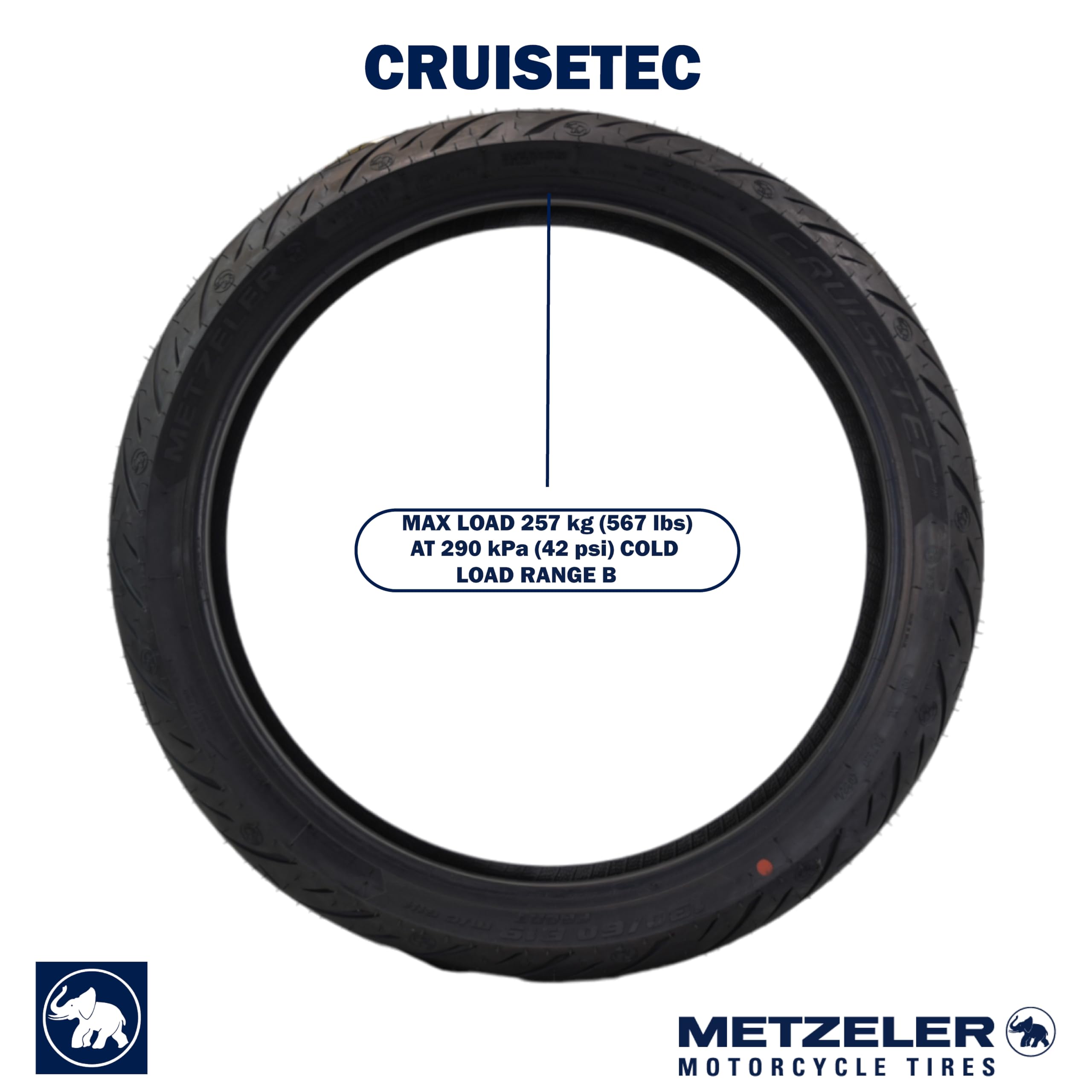 Metzeler Cruisetec 130/60B19 61H TL V-Twin Motorcycle Front Tire - High Performance Cruiser & Touring Tire for Enhanced Handling & Comfort - Perfect for Harley-Davidson, Indian & Custom Bikes - Includes Free Keychain - Ideal for Long Distance Rides & Highway Cruising