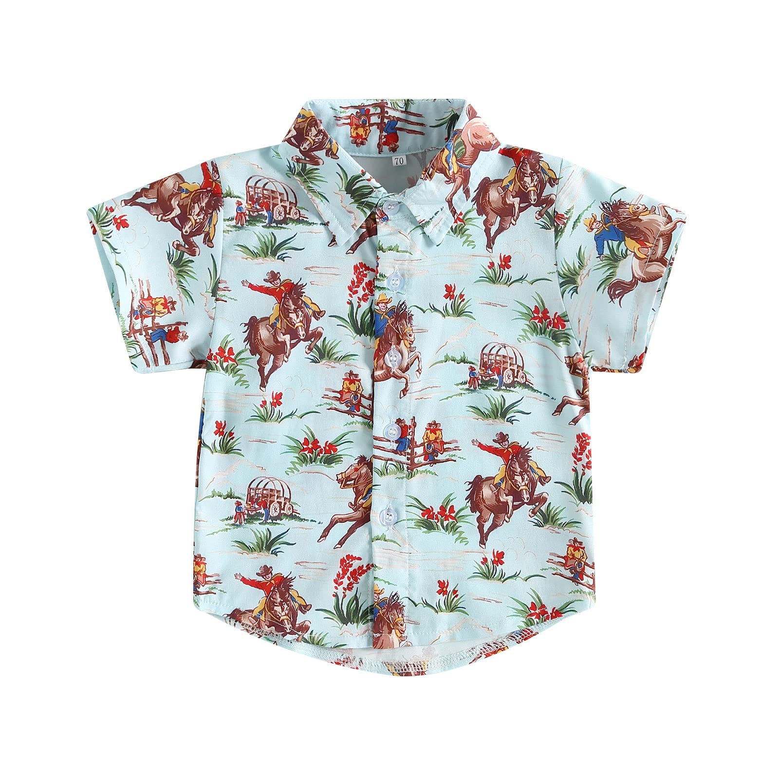 Western Baby Boy Clothes - Button Down Short Sleeve Cowboy Shirts | Vintage Country Style Summer Tops for Boys | Perfect for Rodeos, Parties & Western-Themed Events