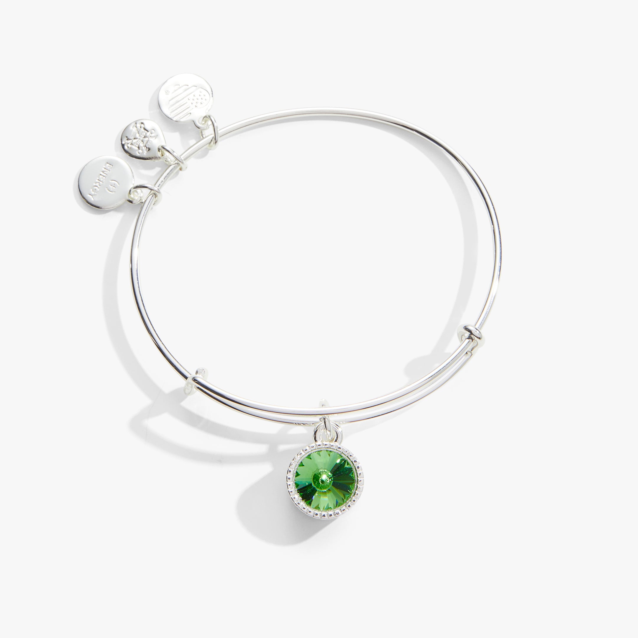 August Birthstone Peridot Charm Bangle - Elegant Sterling Silver Jewelry Gift for Women | Perfect for Birthday, Anniversary & Everyday Wear