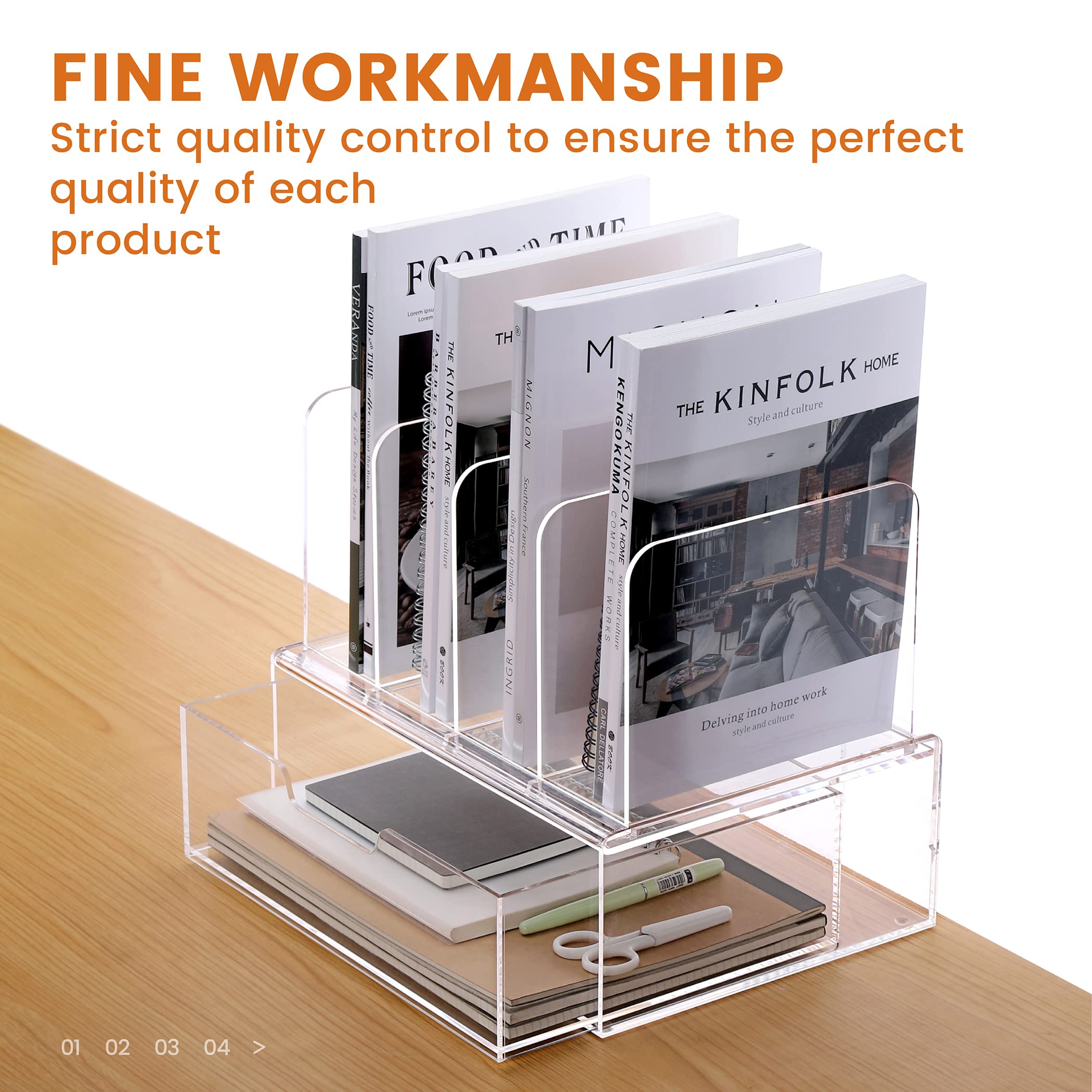 Clear Acrylic Desk Organizer with Drawer - Office Supplies Storage for Files, Papers & Stationery - 1 Pack - Perfect for Home Office, Workspace & School Organization