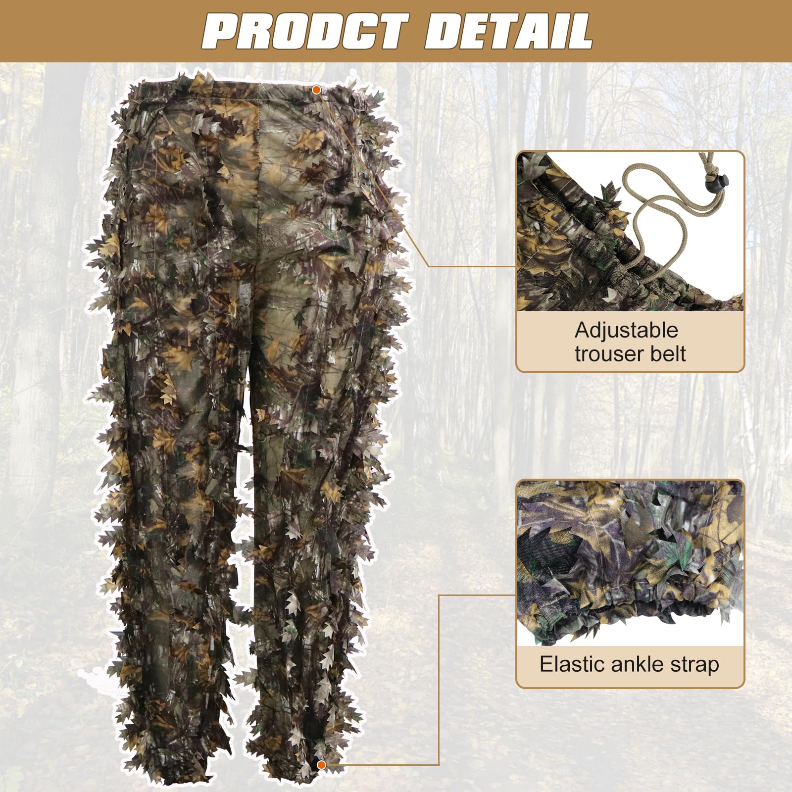 DoCred 3D Leafy Camo Ghillie Suit for Hunting - Men's Full Body Camouflage Outfit for Deer Hunting, Airsoft, Sniper Training & Outdoor Survival Scenarios