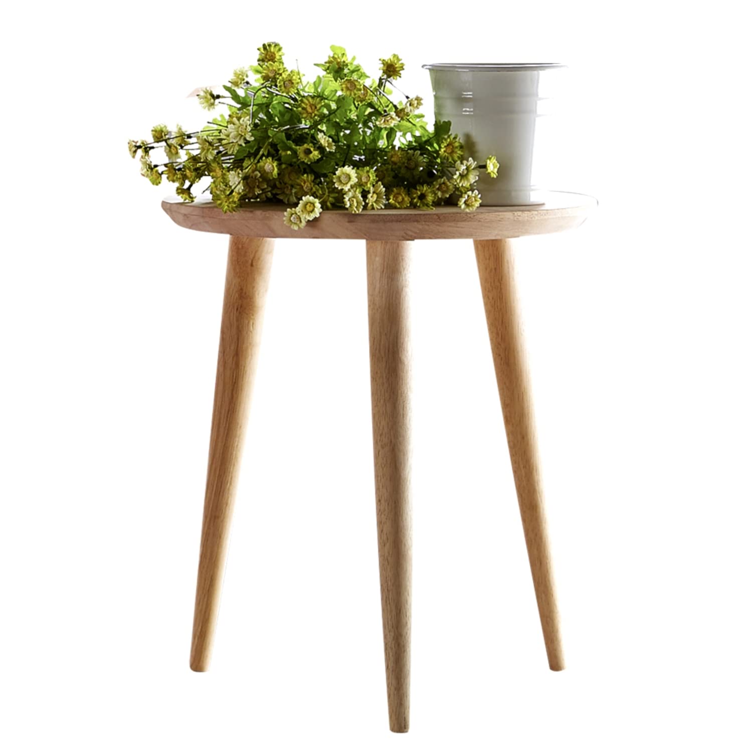 Solid Wood Round Side Table - 18.11 Inch Small Accent End Table for Living Room, Bedroom & Office | Natural Wooden Coffee Table with Nesting Design | Perfect for Sofa, Lounge & Home Decor