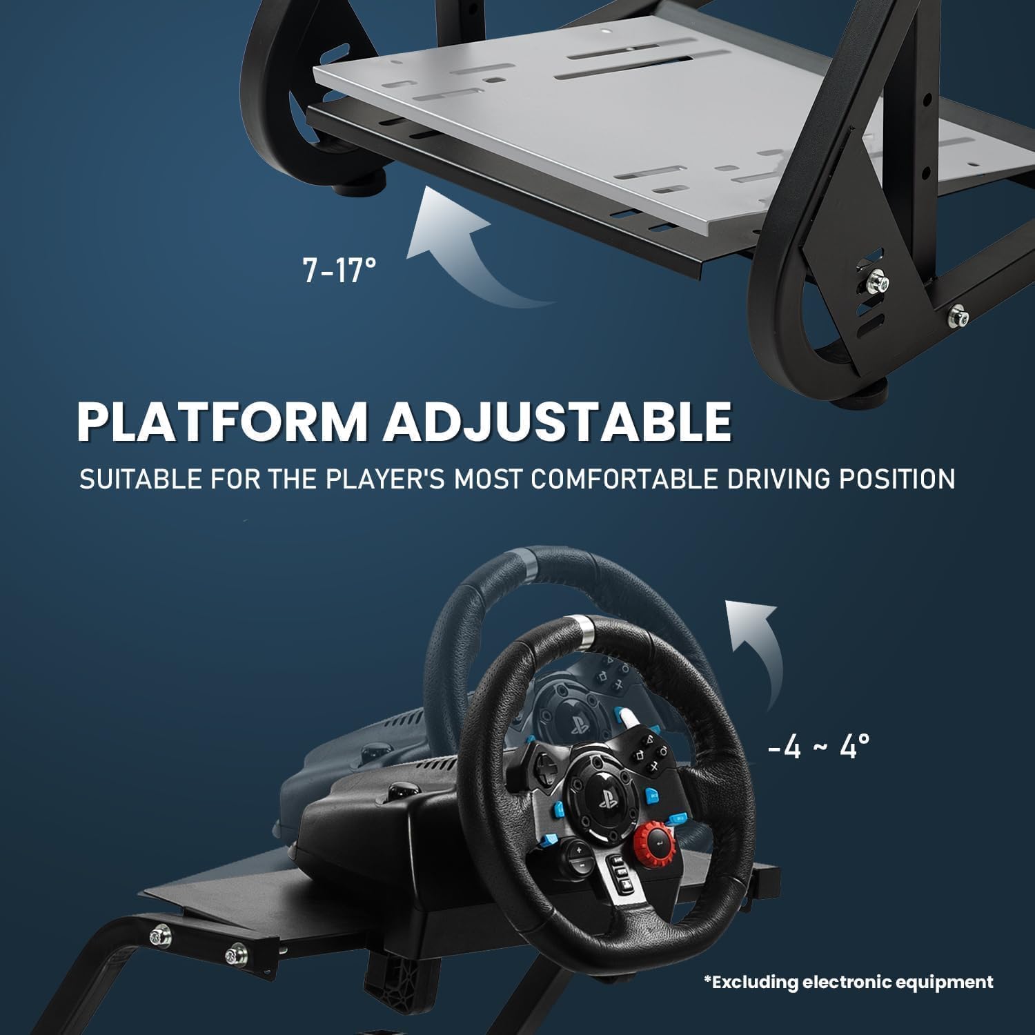 Supllueer Racing Simulator Cockpit with Comfort Gaming Seat & Monitor Stand - Compatible with Logitech G29/G920, Thrustmaster T300, Fanatec Wheels - Adjustable Sim Racing Mount (No Wheel/Shifter/Pedals/Display Included) - Perfect for Home Gaming, Esports Training & Professional Racing Simulation