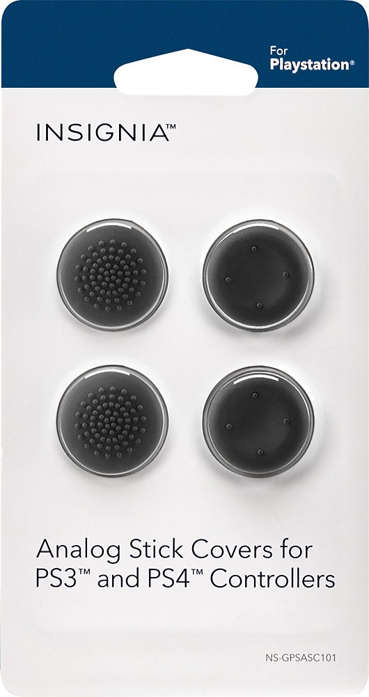 Insignia Analog Stick Covers for PS4 & PS3 Controllers - Black - Improve Grip & Protect Thumbsticks - Perfect for Gaming, Streaming & Long Play Sessions