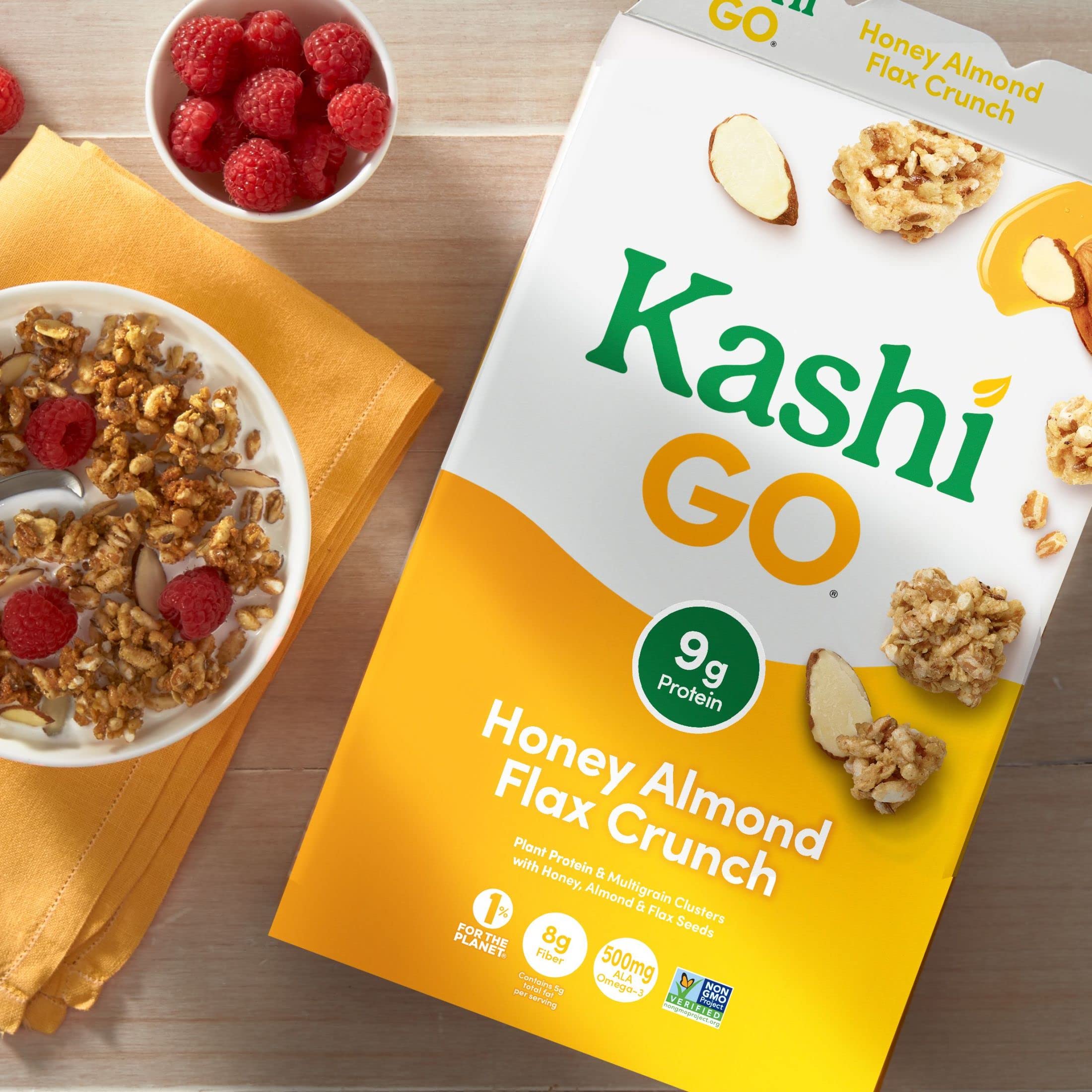 Kashi GO Breakfast Cereal - High Fiber Honey Almond Flax Crunch (14oz Box) | Healthy Family Breakfast | Perfect for Busy Mornings & On-the-Go Snacking
