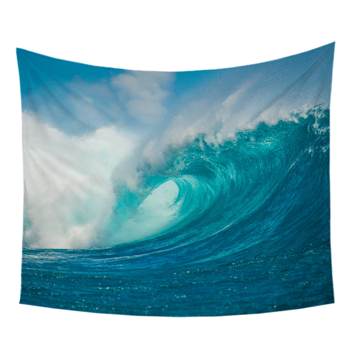 Ocean Wave Tapestry Wall Hanging - Blue Sea Watercolor Art Print for Bedroom Decor, Living Room, Dorm | Boho Beach Theme Home Decoration for Coastal Style Interior Design