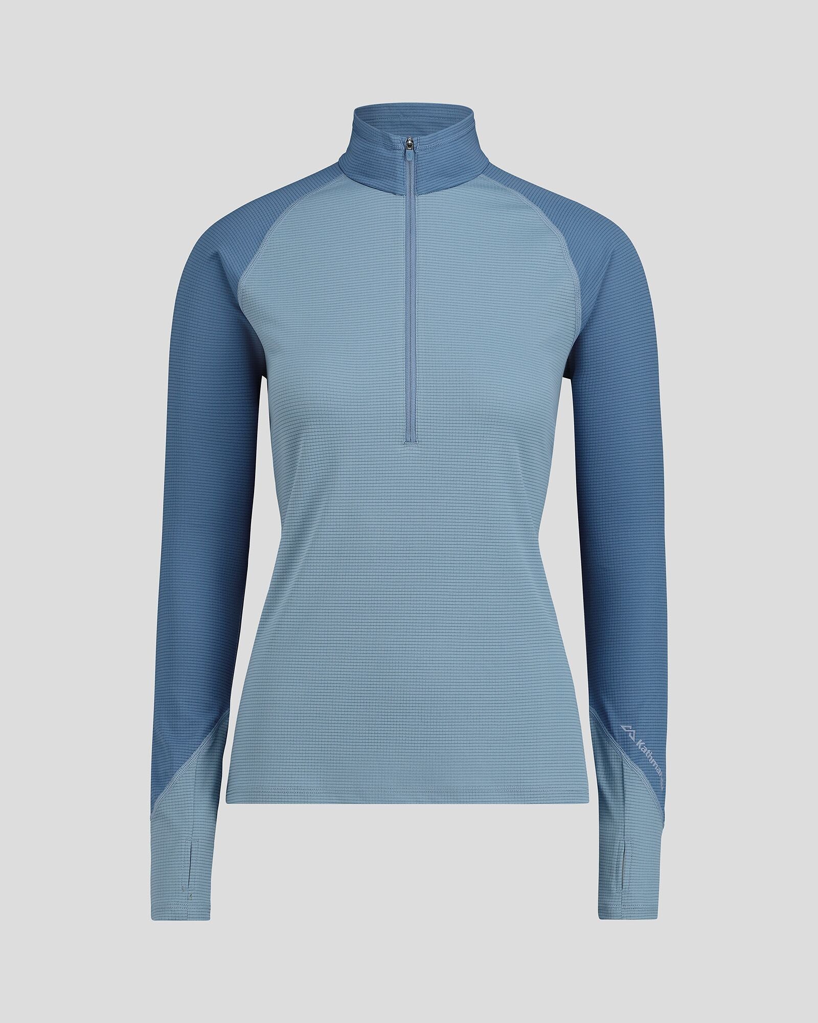 Women's KMDAction Quarter Zip Baselayer Top - Moisture Wicking Thermal Shirt for Running & Hiking | Moonlight/Bluehaze | Outdoor Workout & Cold Weather Layering