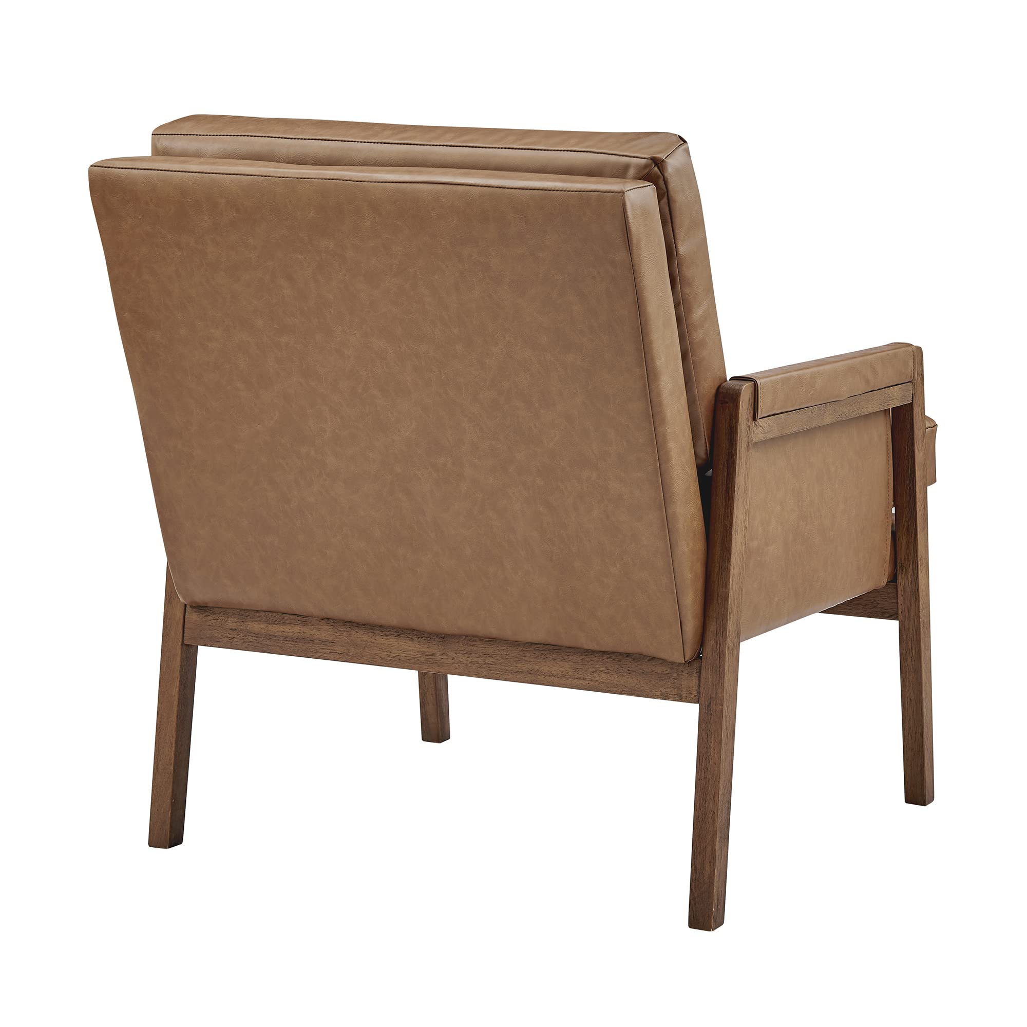 Vintage Cider Accent Chair with PU Arms - Mid Century Modern Yellow Lounge Chair for Living Room, Bedroom & Office - NPD Furniture and More