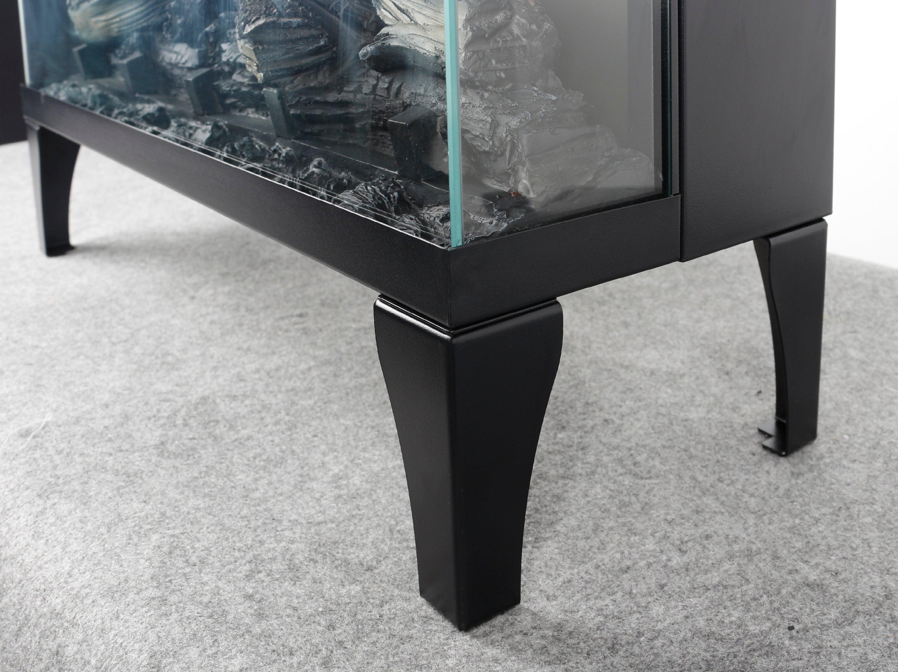 24 Inch 3-Sided Glass Electric Fireplace with Stand - Modern Heating for Living Room, Bedroom & Office