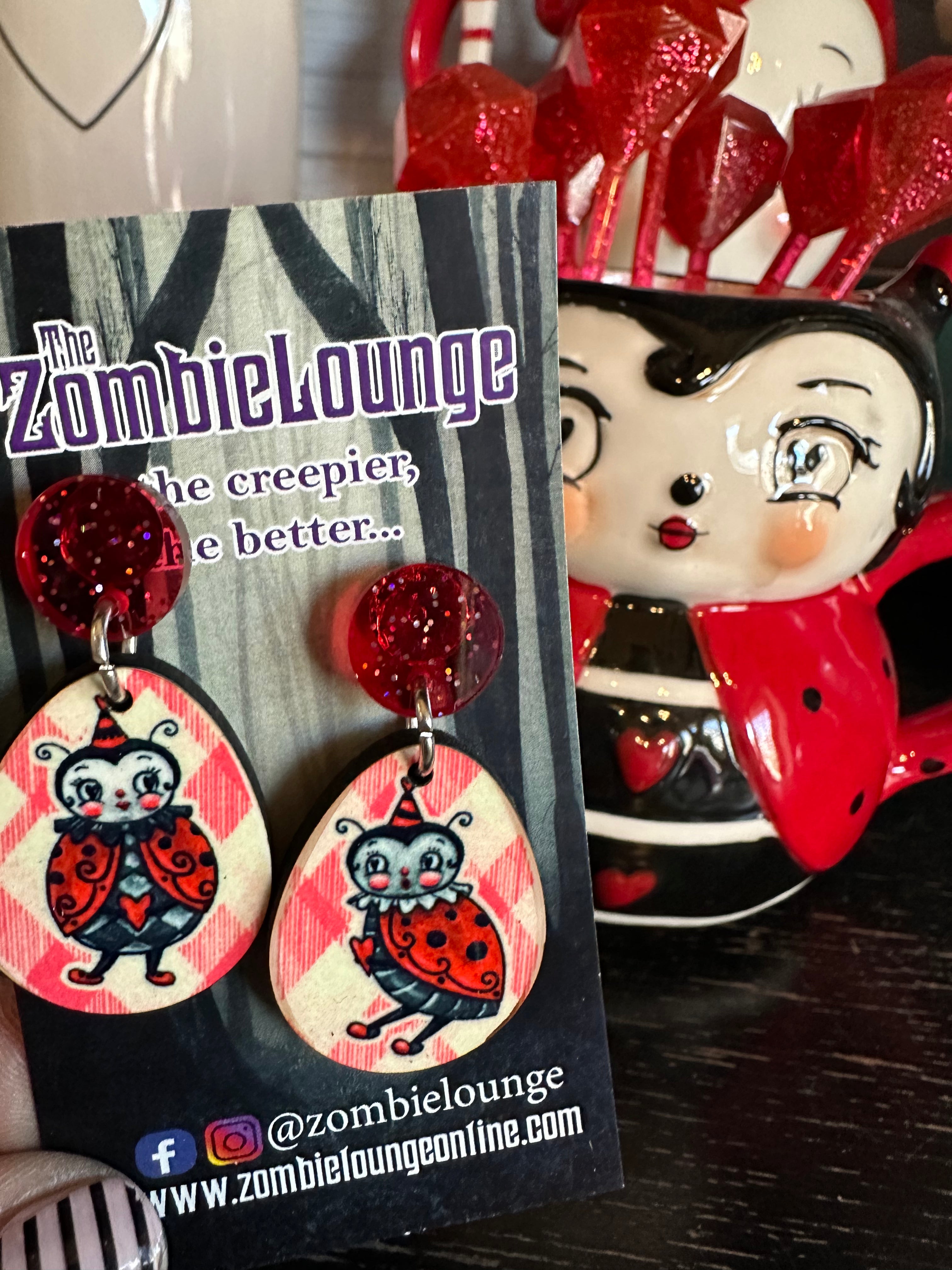 Johanna Parker Design Love Bugs Earrings - Cute Handmade Dangle Earrings for Women, Unique Valentine's Day Gift for Her, Perfect for Date Nights & Special Occasions