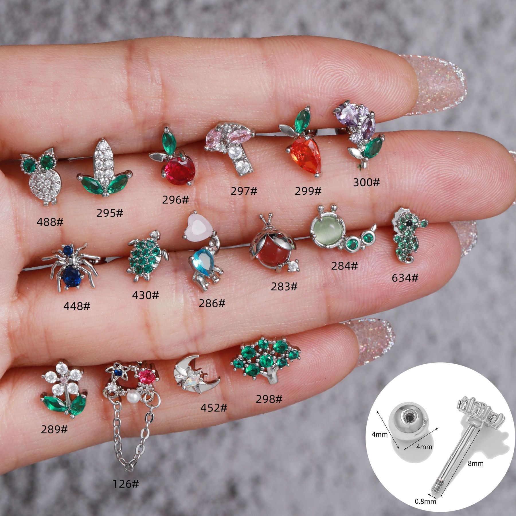 20G Cute Fruits Conch Stud Helix Stud Earrings for Women | EGD0488 | Perfect for Everyday Wear, Parties, and Gifts