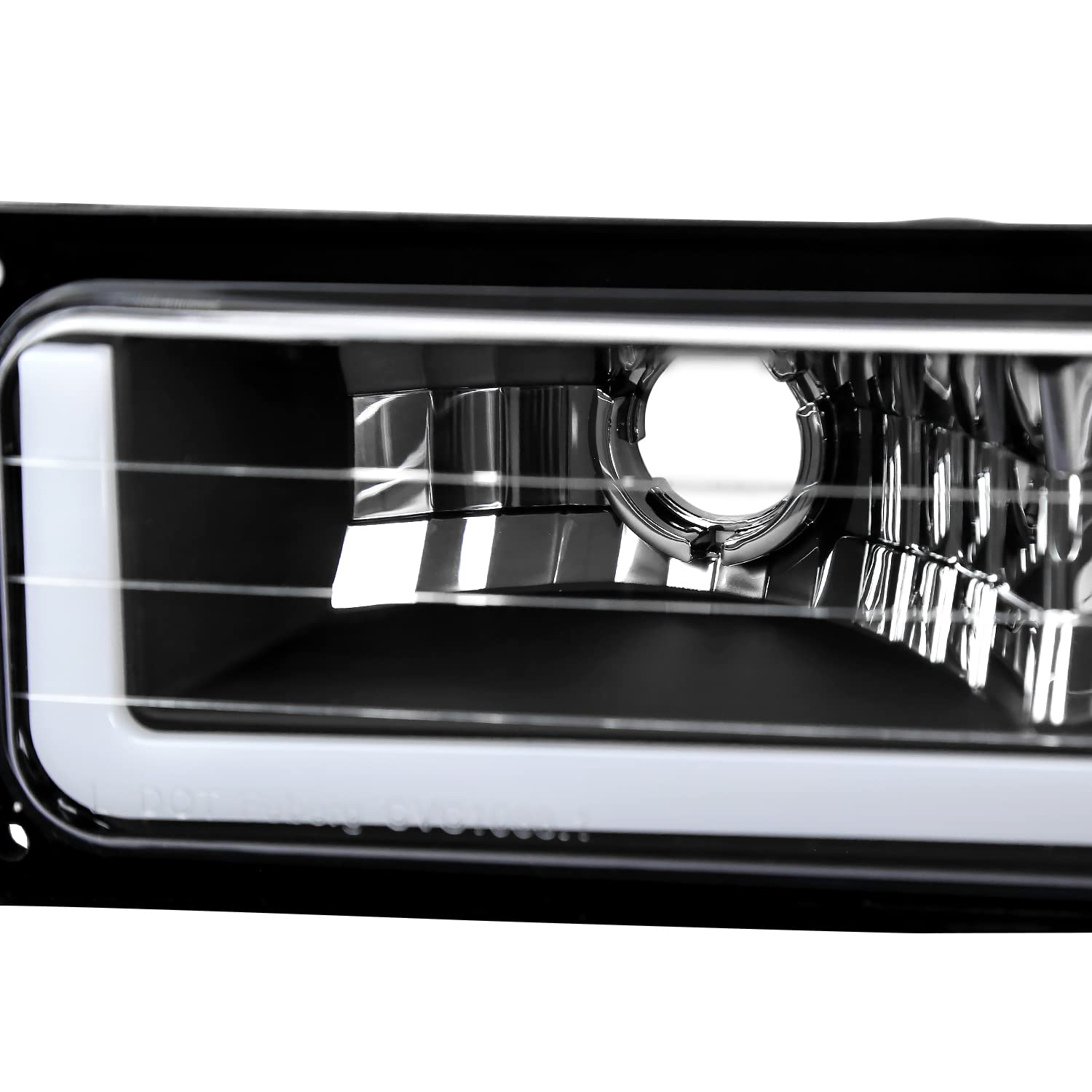 Spec-D Tuning Black LED Headlights & Bumper Lights Kit for 1994-1998 Chevy C10 C/K 1500/2500/3500 - Complete Left & Right Headlamp Assembly with Corner Lights | Perfect for Night Driving & Truck Customization