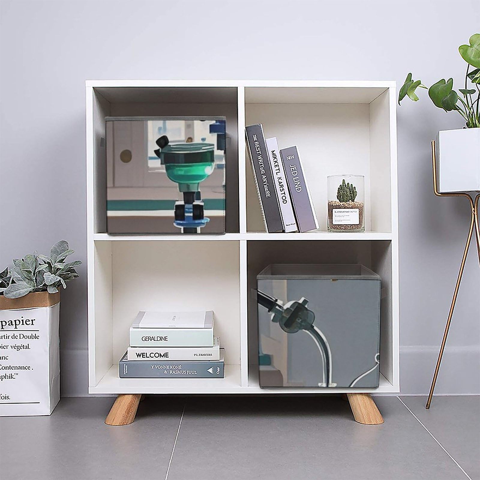 Large Collapsible Storage Bins with Handles - 10.6x10.6x10.6 Inch Chemistry Lab Organizer Box, Closet & Office Storage Cubes System - Perfect for Home Organization, School Supplies & Lab Equipment Storage