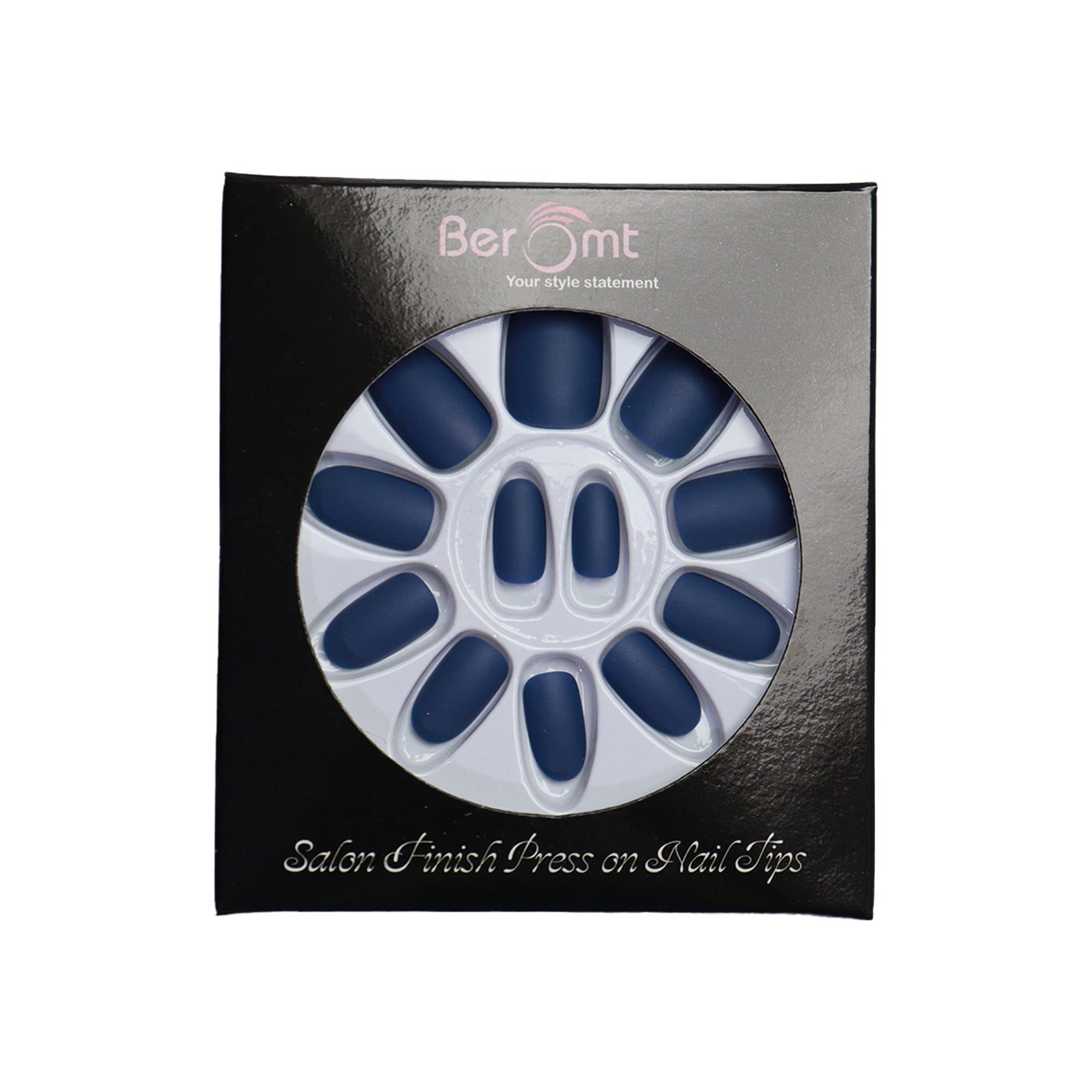 Beromt 12-Piece Matte Acrylic False Nails Set with Nail Glue & Nail Art Kit - 500 Designs for Manicure, Party, Wedding & Special Occasions