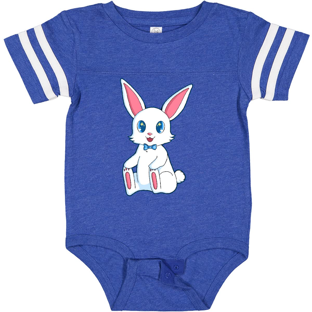 Inktastic Happy Easter Boy Bunny in Blue Baby Bodysuit - Cute Easter Outfit for Infants & Toddlers - Perfect for Easter Photos, Egg Hunts & Family Celebrations