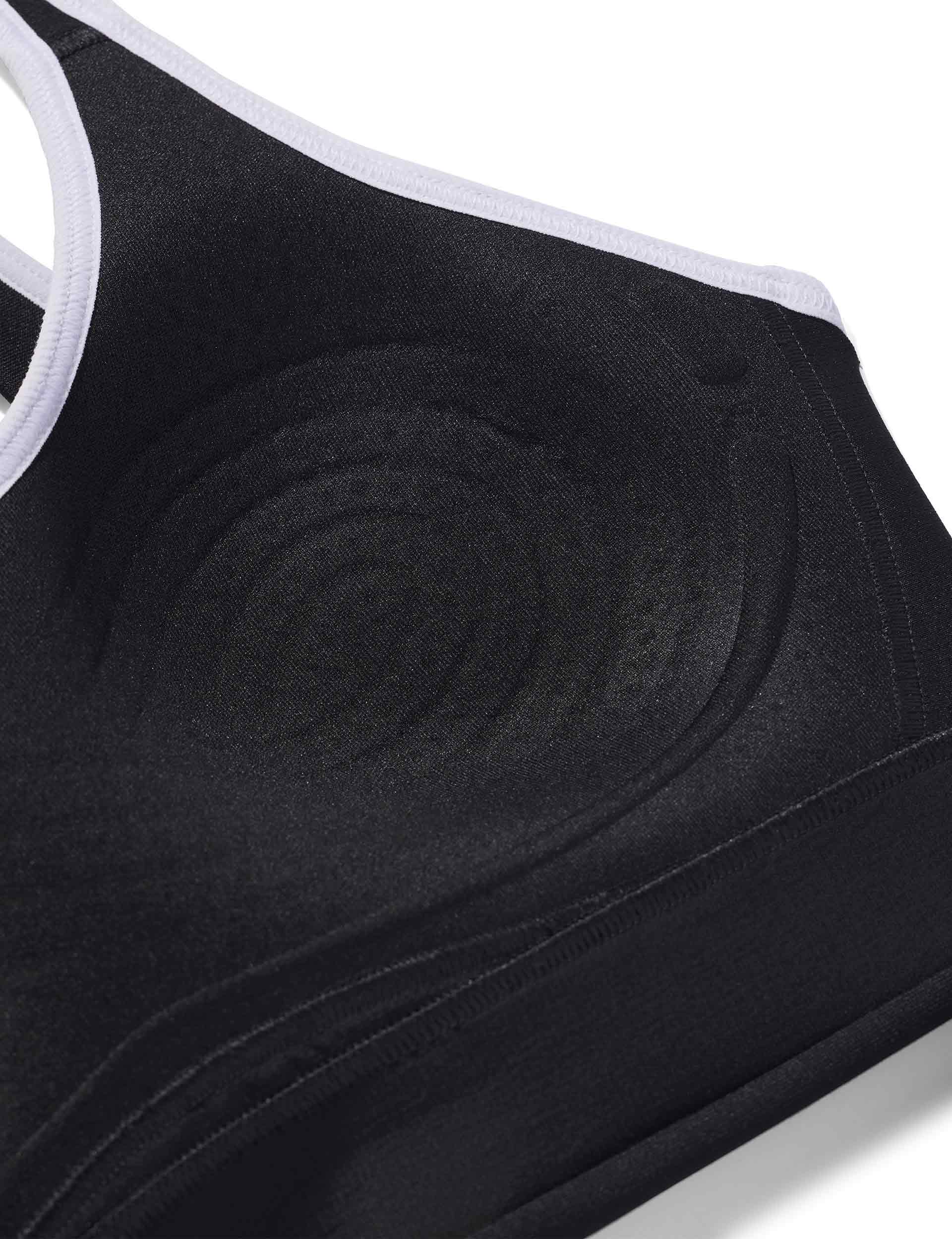 Infinity Mid Piped Sports Bra for Women - High Support Workout Top - Black & White - Perfect for Running, Yoga, and Gym Training