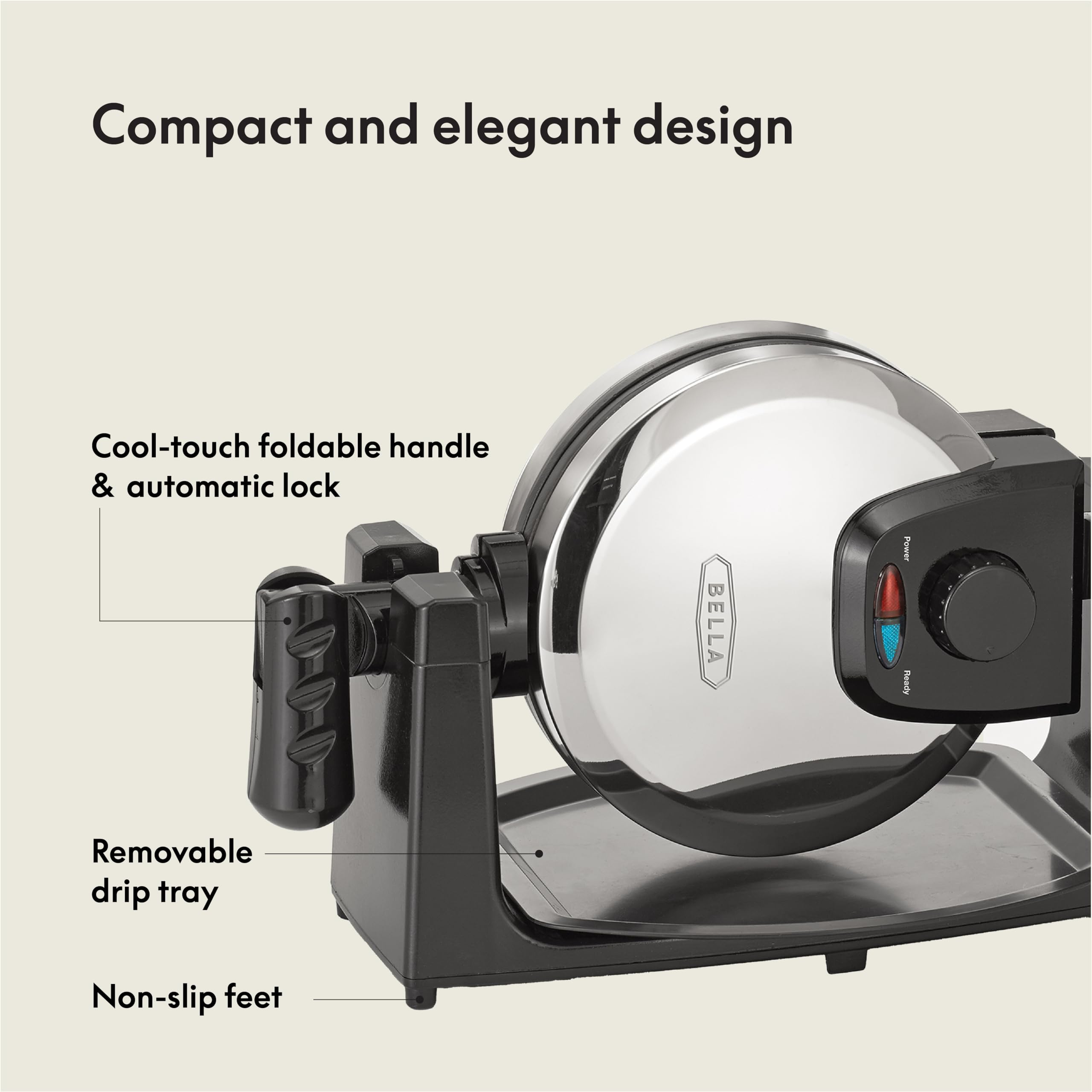 Bella Classic Rotating Belgian Waffle Maker - Nonstick Plates, Adjustable Browning, Removable Drip Tray & Cool Touch Handles - Stainless Steel Waffle Iron for Breakfast, Brunch & Family Gatherings