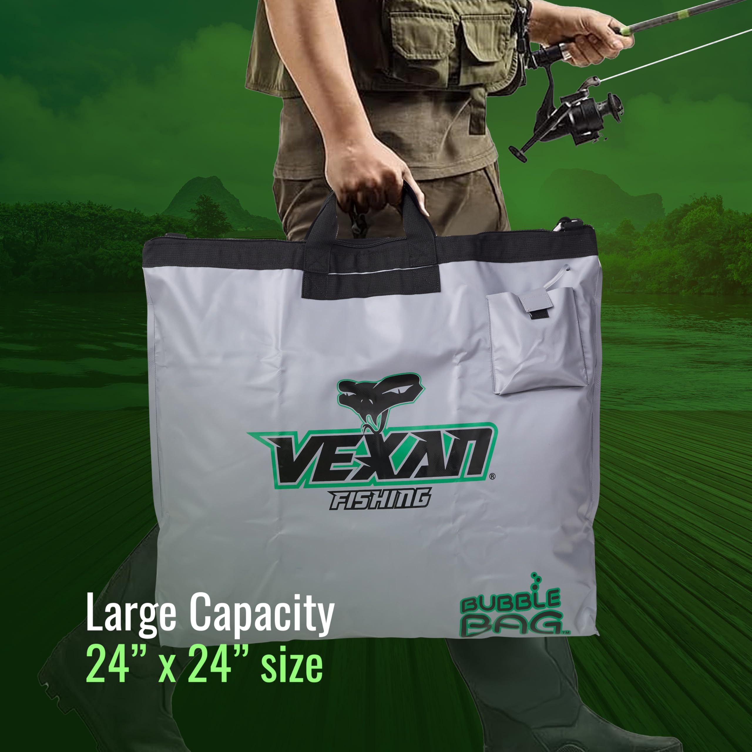 Vexan Aerated Fishing Bag - Heavy Duty Zipper for Tournament Weigh-in | Keep Fish Alive Longer