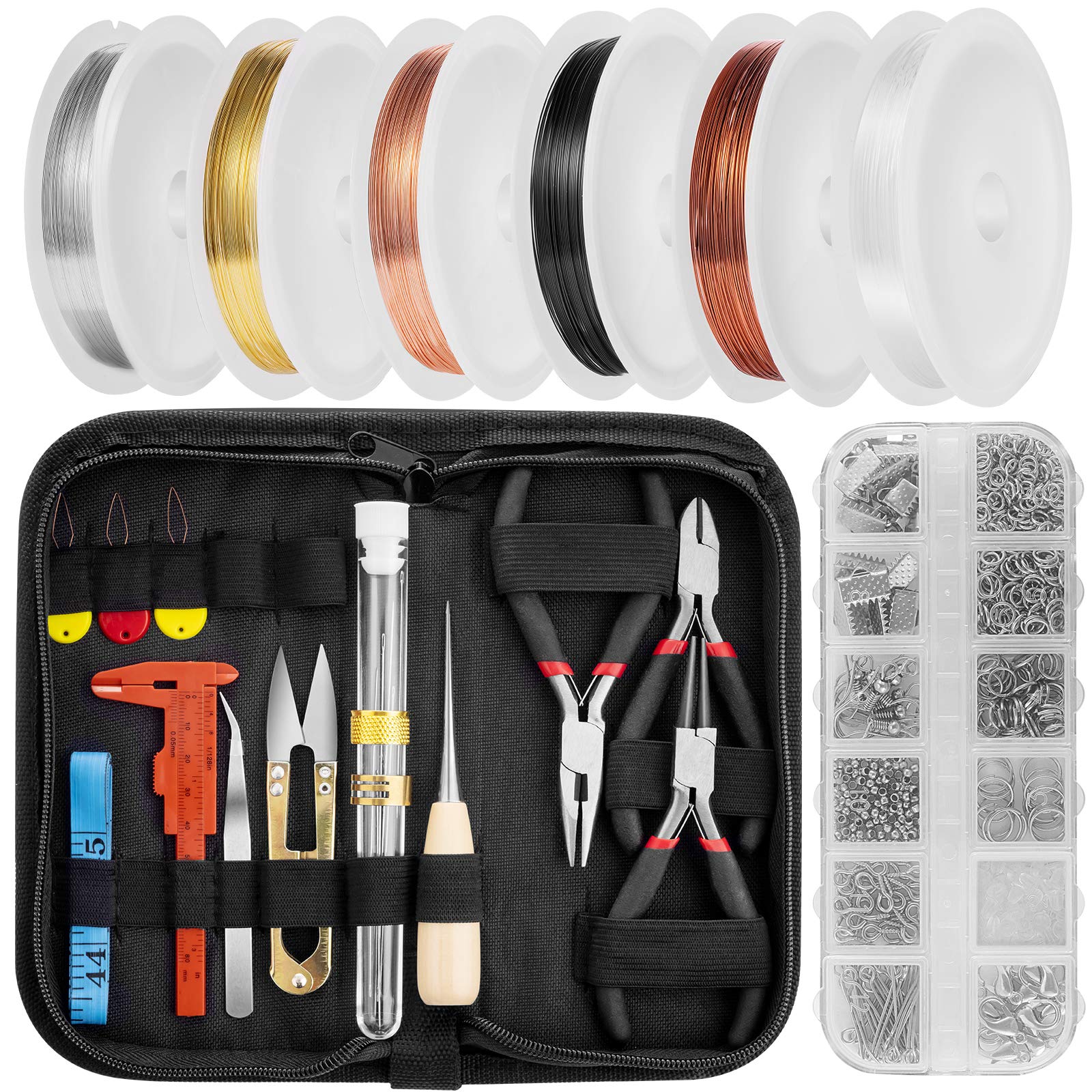 Mluchee Jewelry Wire Wrapping Kit - Complete Jewelry Making Supplies with Findings, Tools, Pliers for Repair, Wire Wrapping & Beading - Perfect for DIY Jewelry Crafting, Home Repair & Creative Gift Making