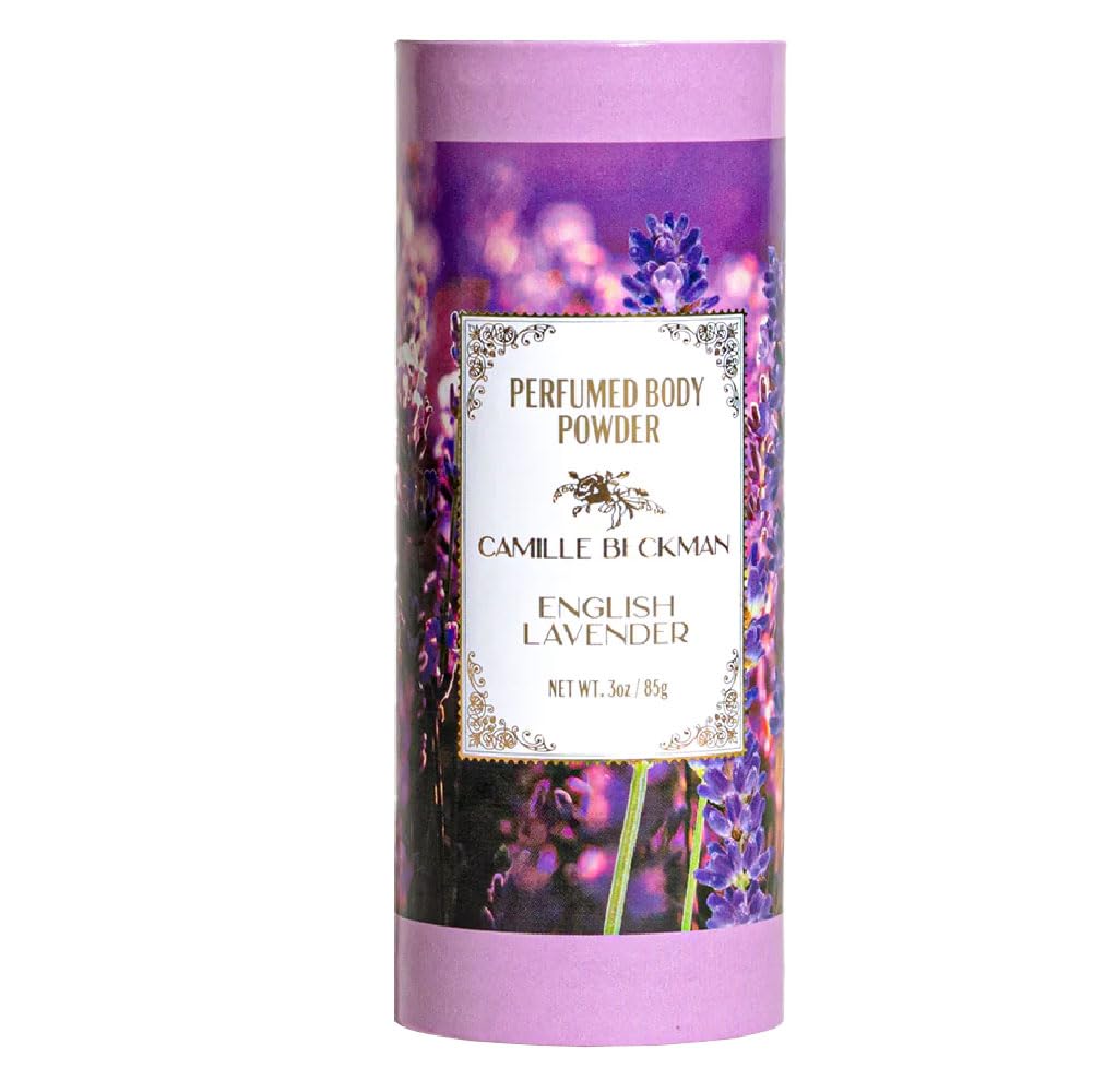 Camille Beckman Talc-Free English Lavender Scented Body Powder - 3oz | Natural Perfumed Dusting Powder for Women & Men | Perfect for Post-Shower, Gym Bag & Travel