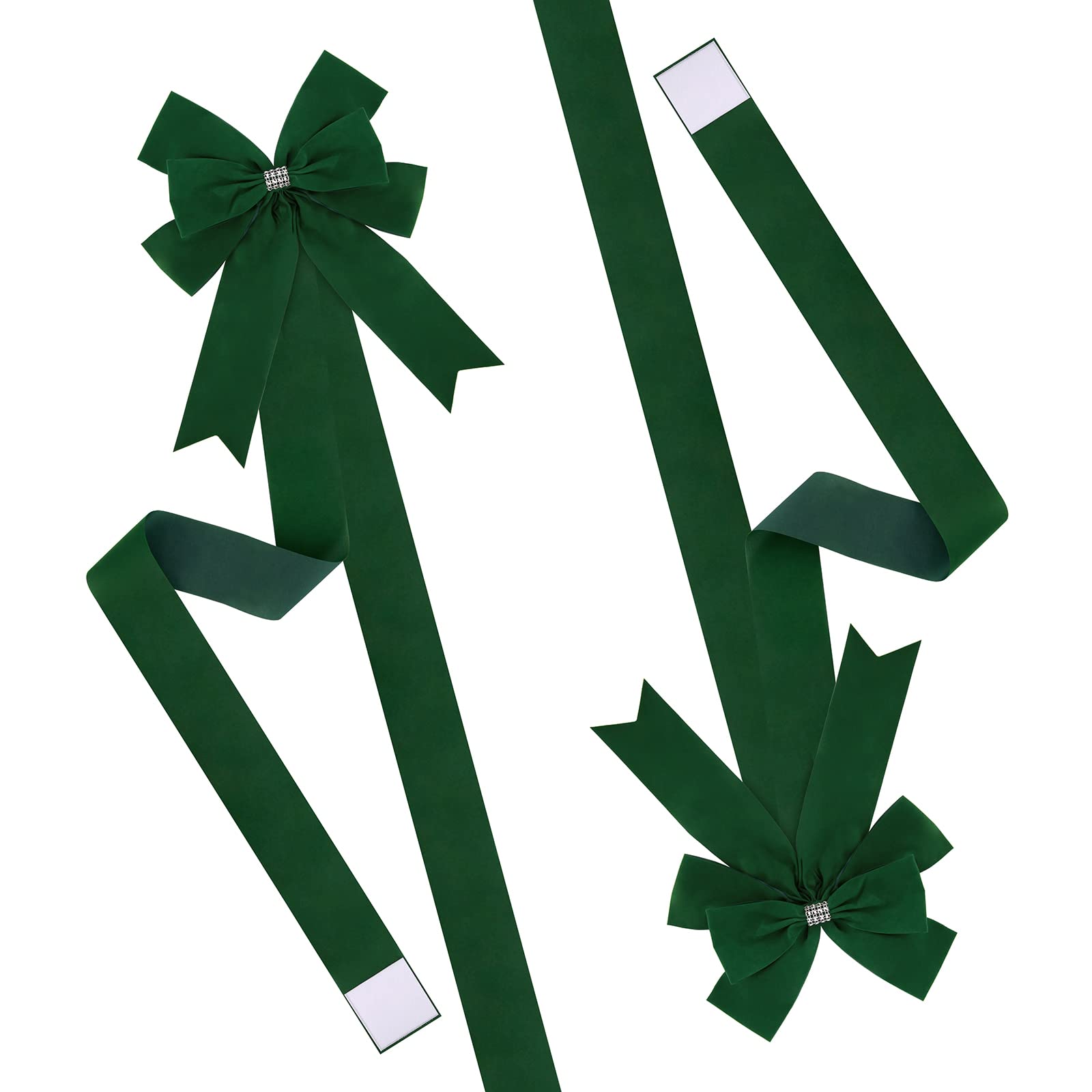 6 Pack Large Green Velvet Ribbon Bows for Cabinet Doors - Holiday Decor for Thanksgiving, Fall, Halloween & Christmas - Perfect for Home, Party & Gift Wrapping Decorations