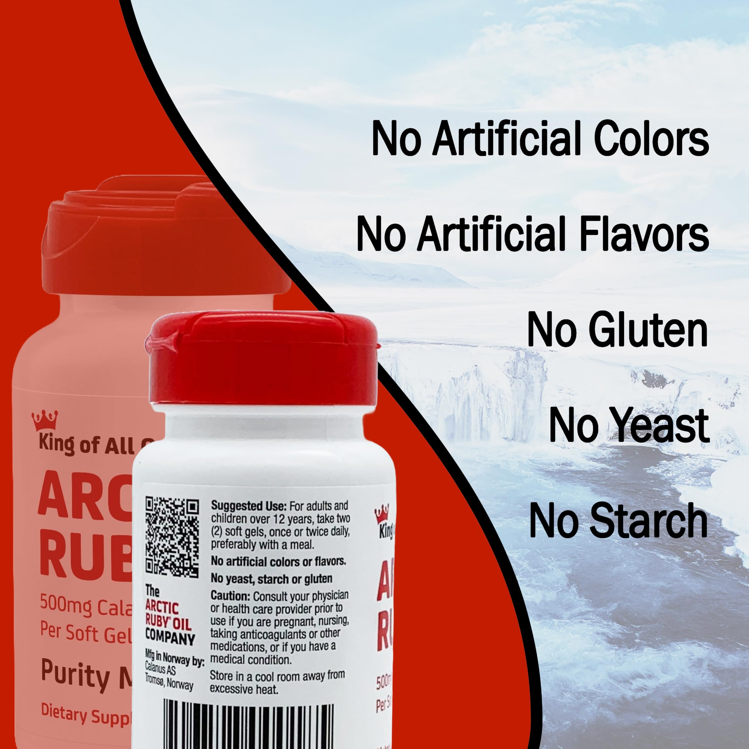 Premium Arctic Ruby Oil Omega-3 Supplement with 2mg Astaxanthin - Rich in Essential Fatty Acids & Antioxidants - Supports Heart, Brain, Eye, Skin, Joint & Immune Health - 60 Softgels (1 Pack) - Ideal for Daily Wellness & Active Lifestyle