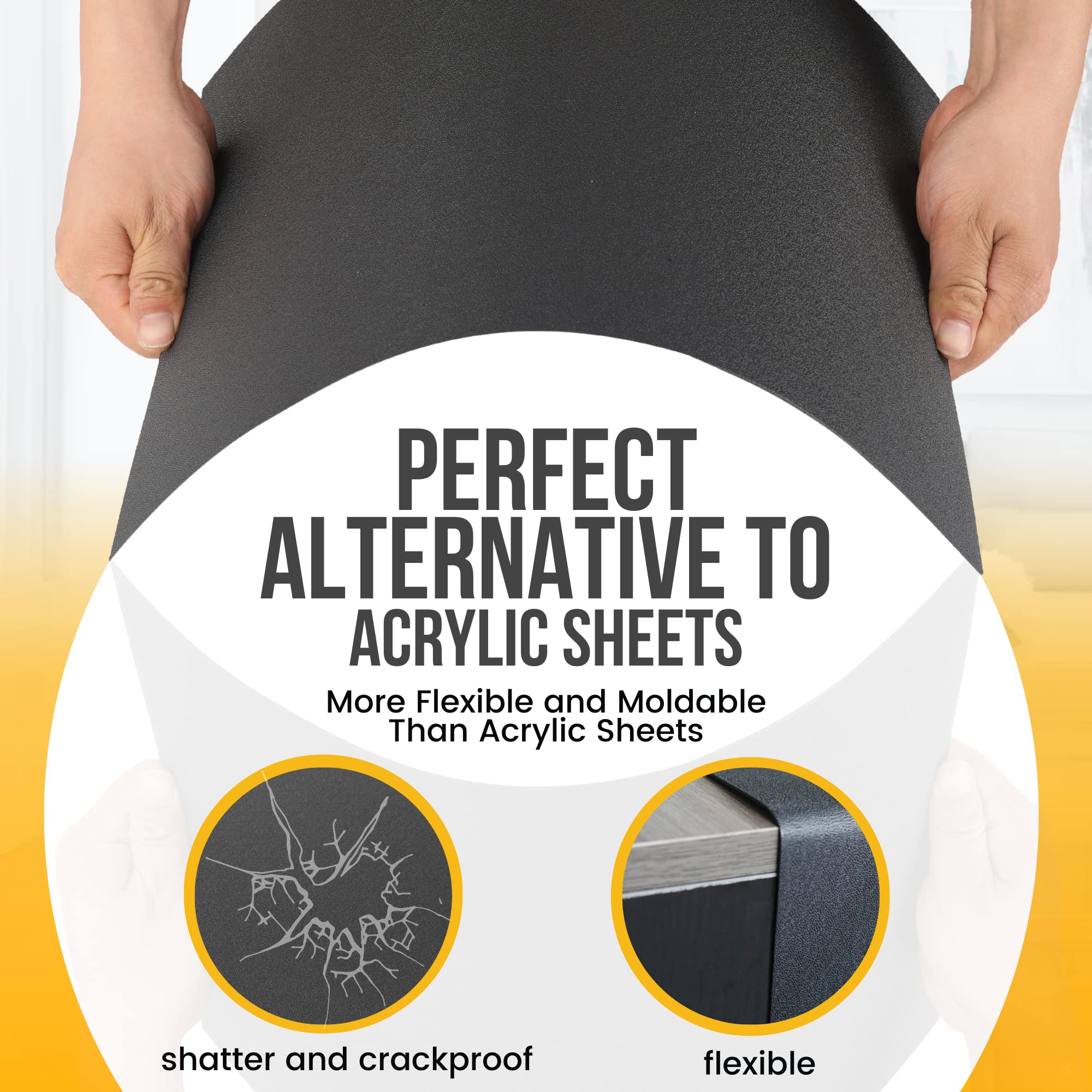 (8-Pack) CalPalmy ABS Plastic Sheets (Black) - 16” x 12” x 1/8” Textured Front & Matte Back Plastic Panels - Flexible Moldable Alternative to Acrylic Sheets - Perfect for DIY Crafts, Home Decor, Signage & Model Making