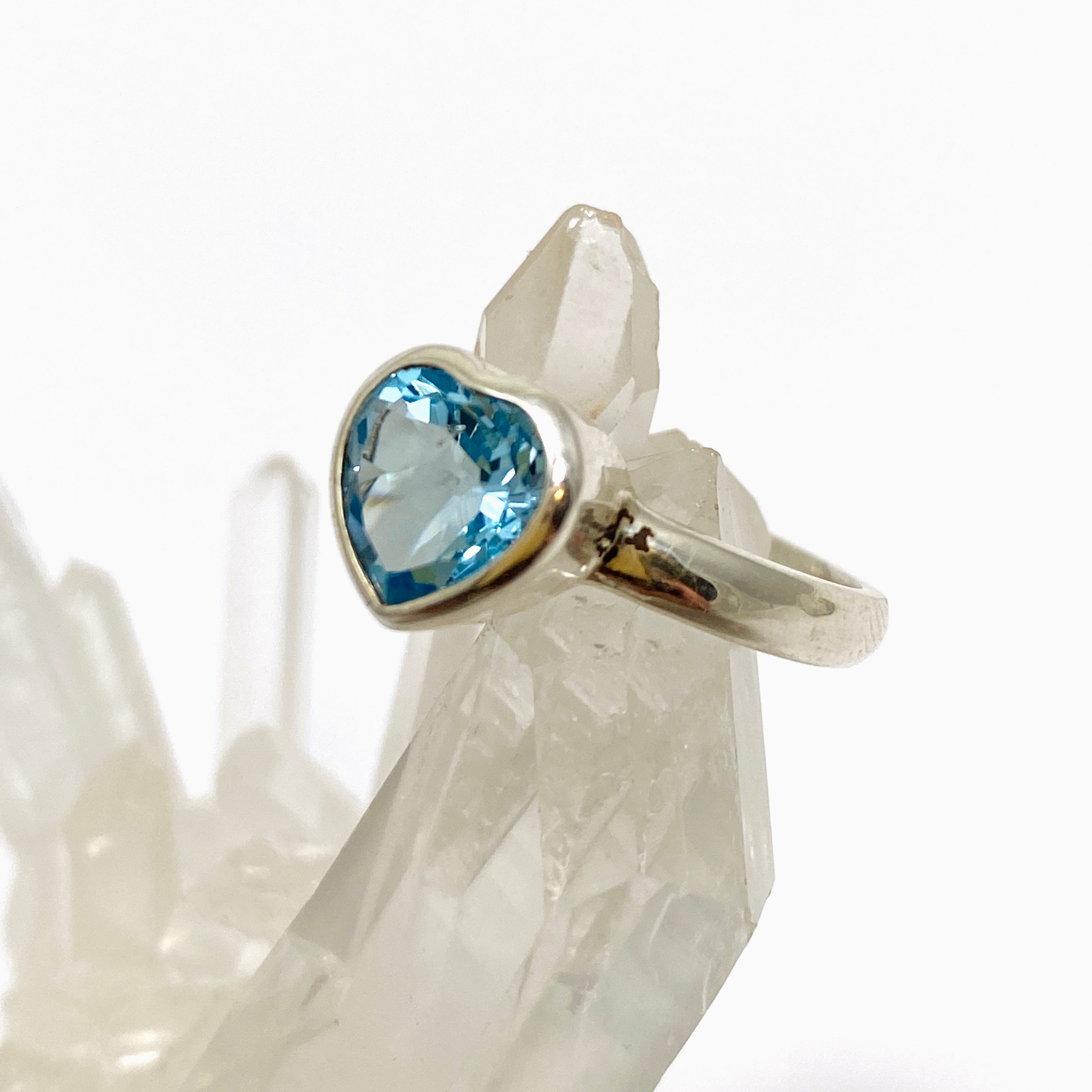 Blue Topaz Faceted Heart Ring PRGJ419 - Elegant Sterling Silver Jewelry for Women, Perfect for Valentine's Day Gifts & Romantic Occasions