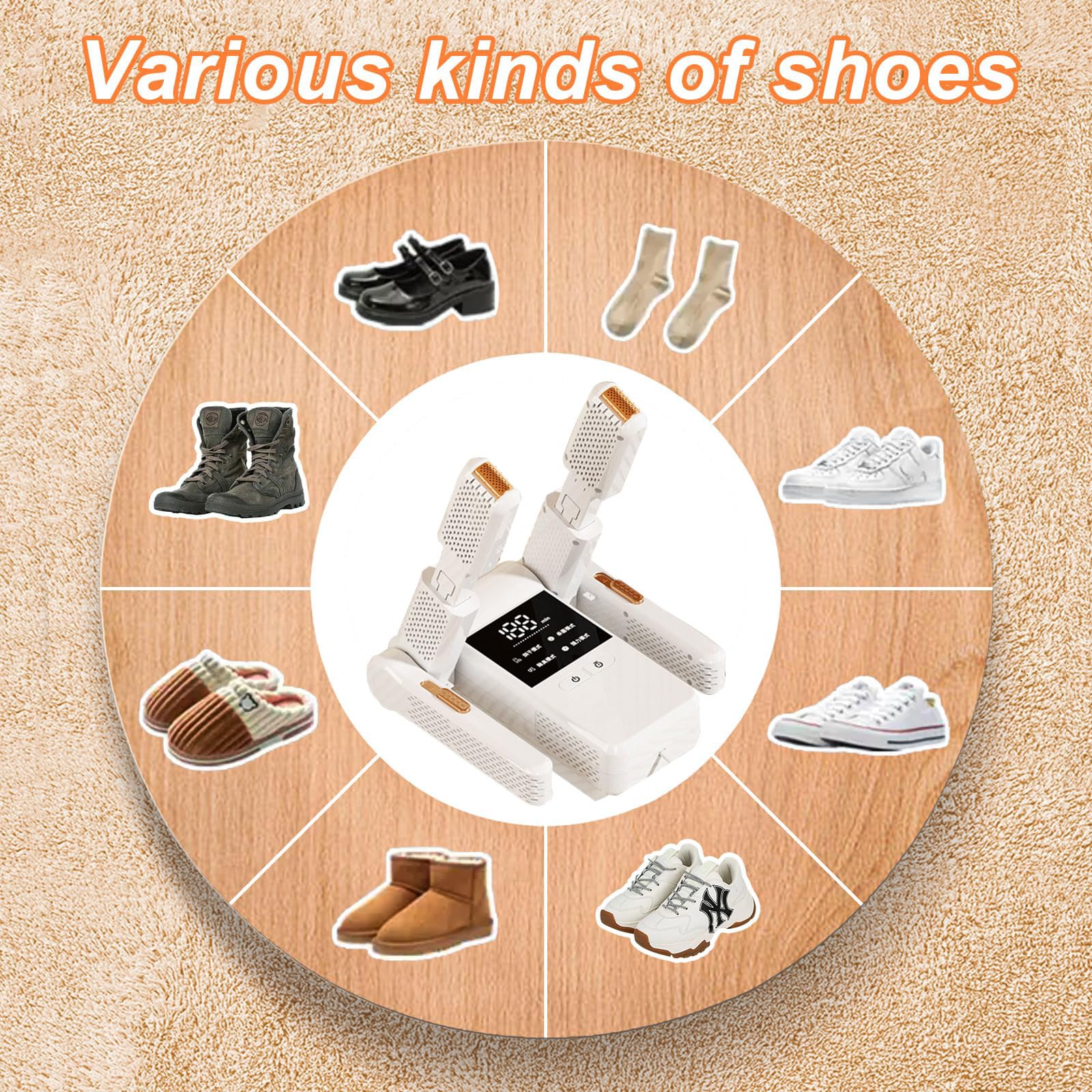 Electric Shoe Dryer & Boot Warmer with Deodorizer - Portable Fast Drying for Work Boots, Ski Boots, Gloves & Helmets - Includes Hair Dryer, Fan, Timer & Telescopic Rack - Perfect for Winter Sports, Hiking & Outdoor Activities