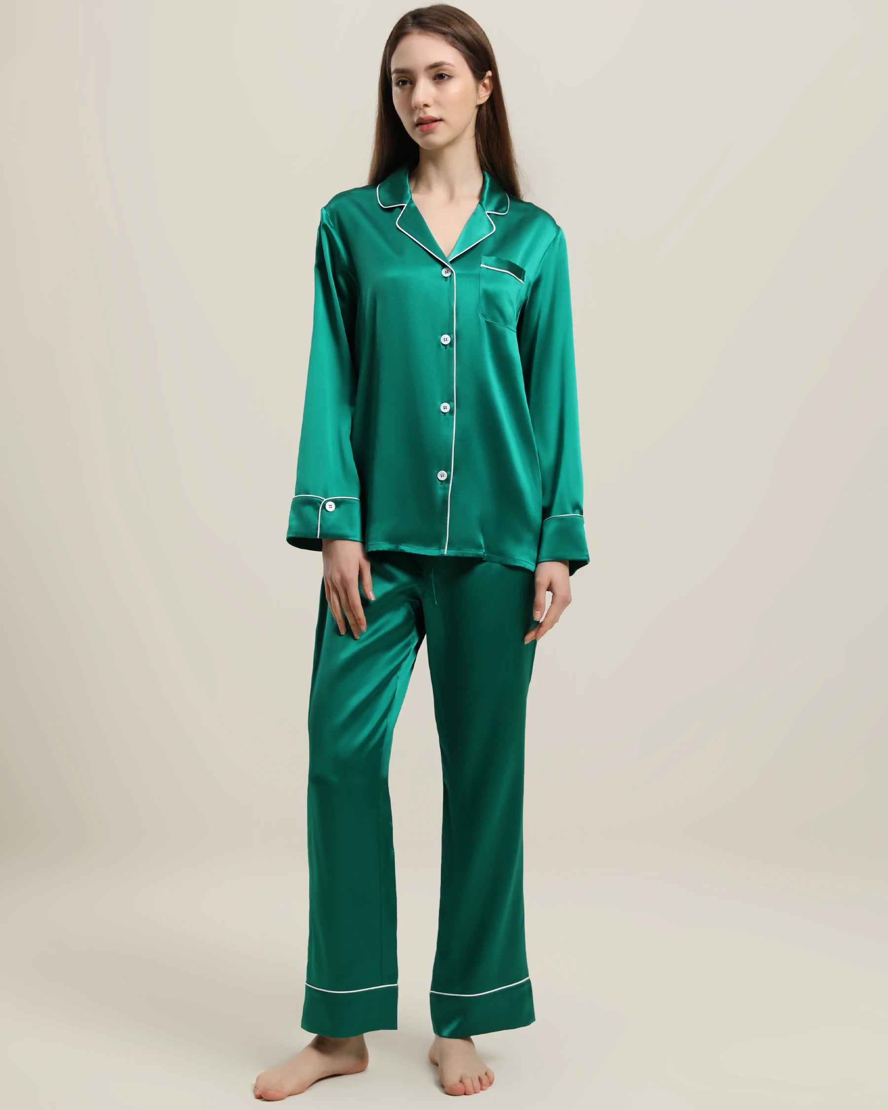 22 Momme Classic Silk Pajamas Set for Women - Luxurious 100% Mulberry Silk Sleepwear - Soft & Breathable Nightwear for Comfortable Sleep & Relaxation at Home