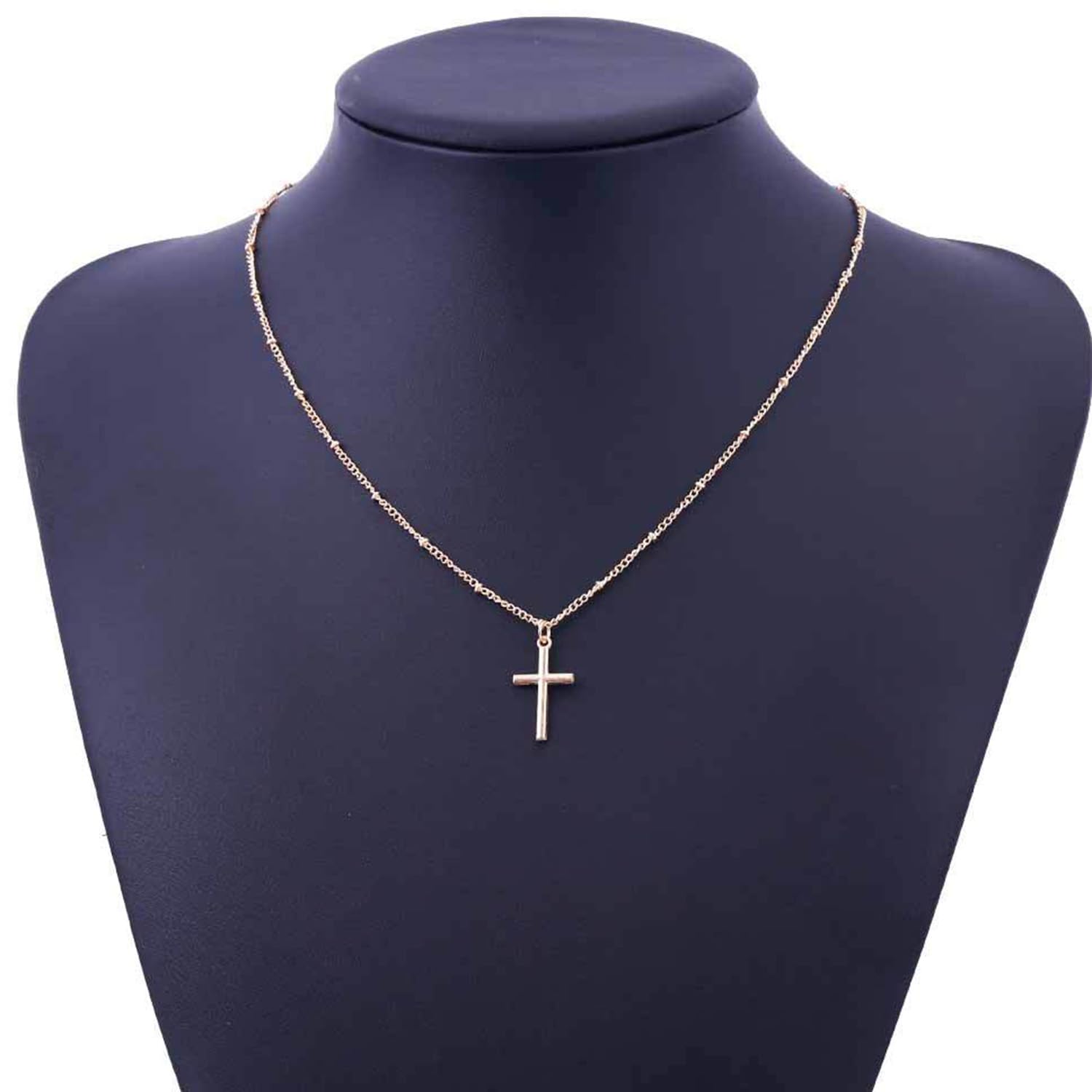 Wendalern Gold Cross Bead Choker Necklace - Religious Crucifix Pendant Jewelry for Women & Girls - Perfect for Church, Weddings & Everyday Faith Fashion