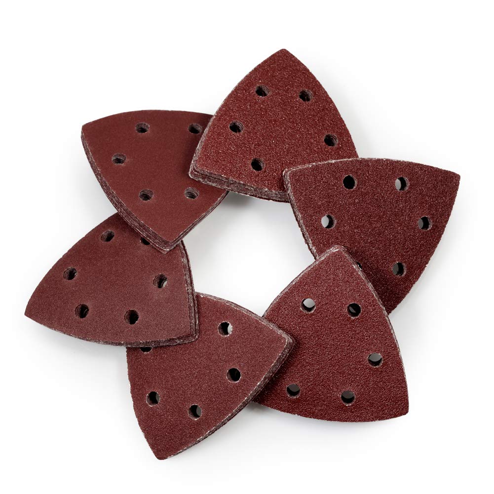 SPEEDWOX 60 Pcs 3.5 Inch 90mm Triangle Sanding Pads for Detail Sanders - Hook & Loop Backing - Assorted Grits 40/60/80/100/120/240 - Perfect for Woodworking, Furniture Refinishing & DIY Home Projects
