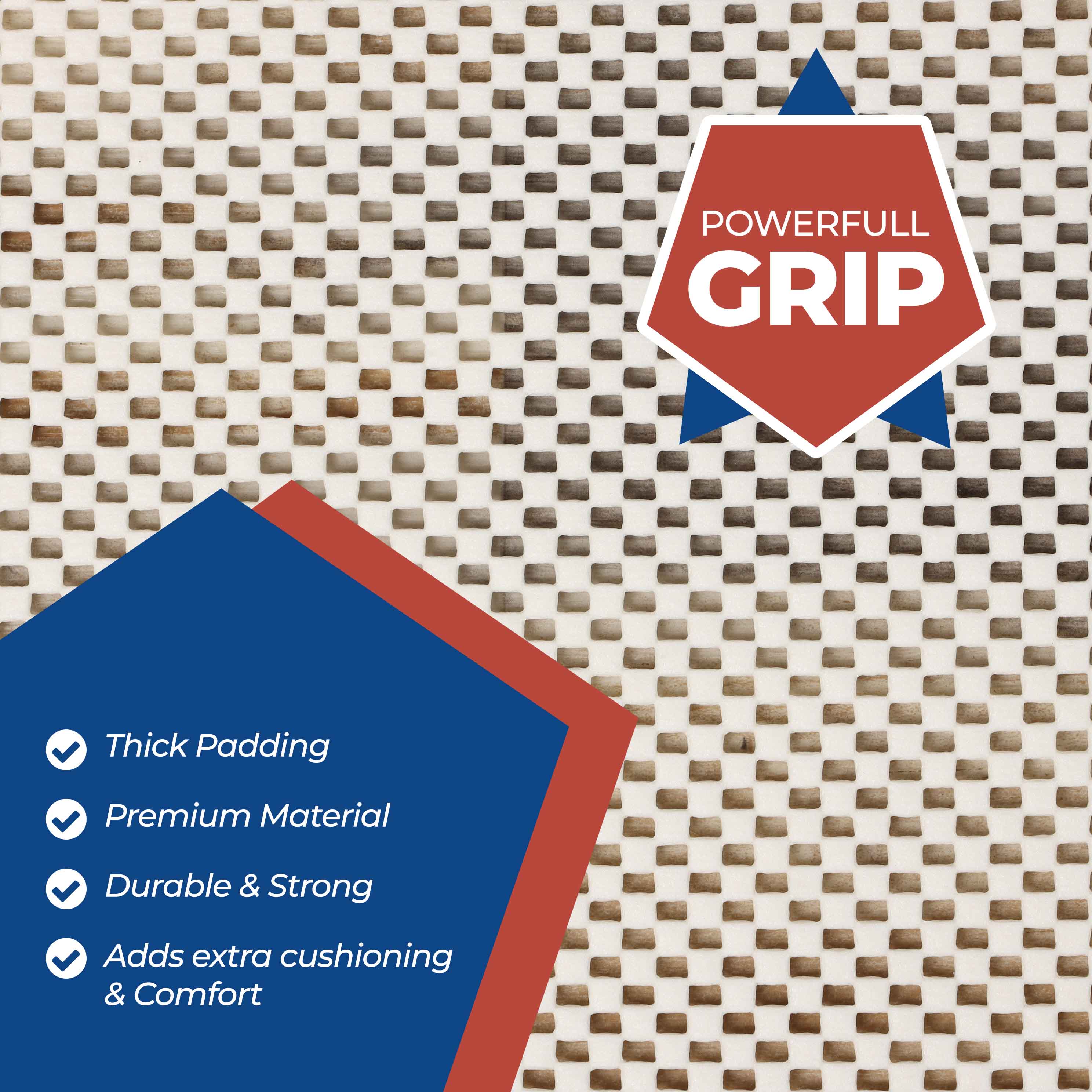 Rio Reversible Non-Slip Ultra Grip Foam Mesh Rug Pad for Hardwood Floors - Perfect for Living Room, Bedroom & High Traffic Areas