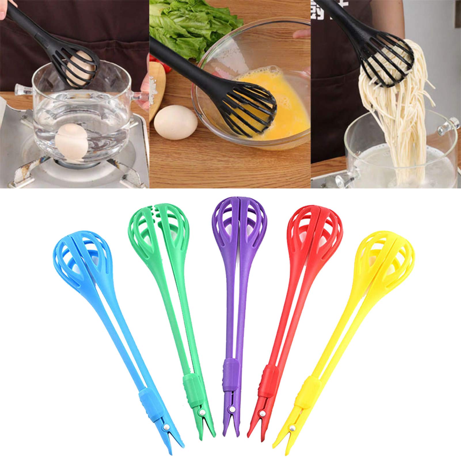 Stainless Steel 3-in-1 Kitchen Tongs - Heat Resistant Food Tongs for Cooking, Serving Salad, Pasta, Noodles | Perfect for BBQ, Picnics & Restaurant Use