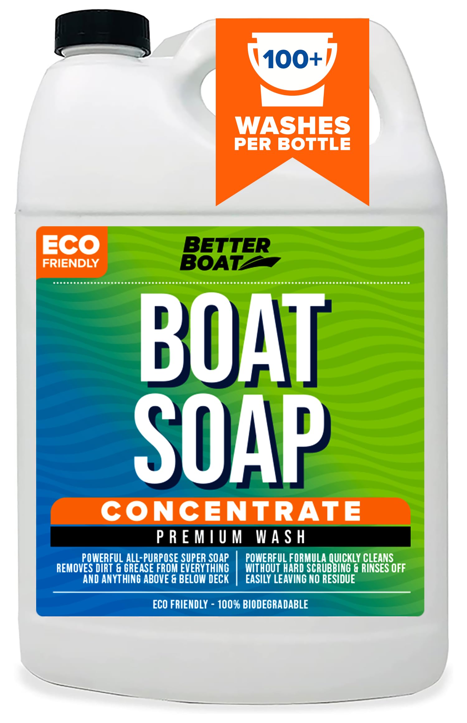 Premium Marine Boat Soap Concentrate - Boat Wash & Wax Cleaner for Fiberglass Hulls, Fresh & Salt Water Use - RV, Yacht & Boat Cleaning Supplies - Ideal for Hull Cleaning, Deck Maintenance & Watercraft Protection