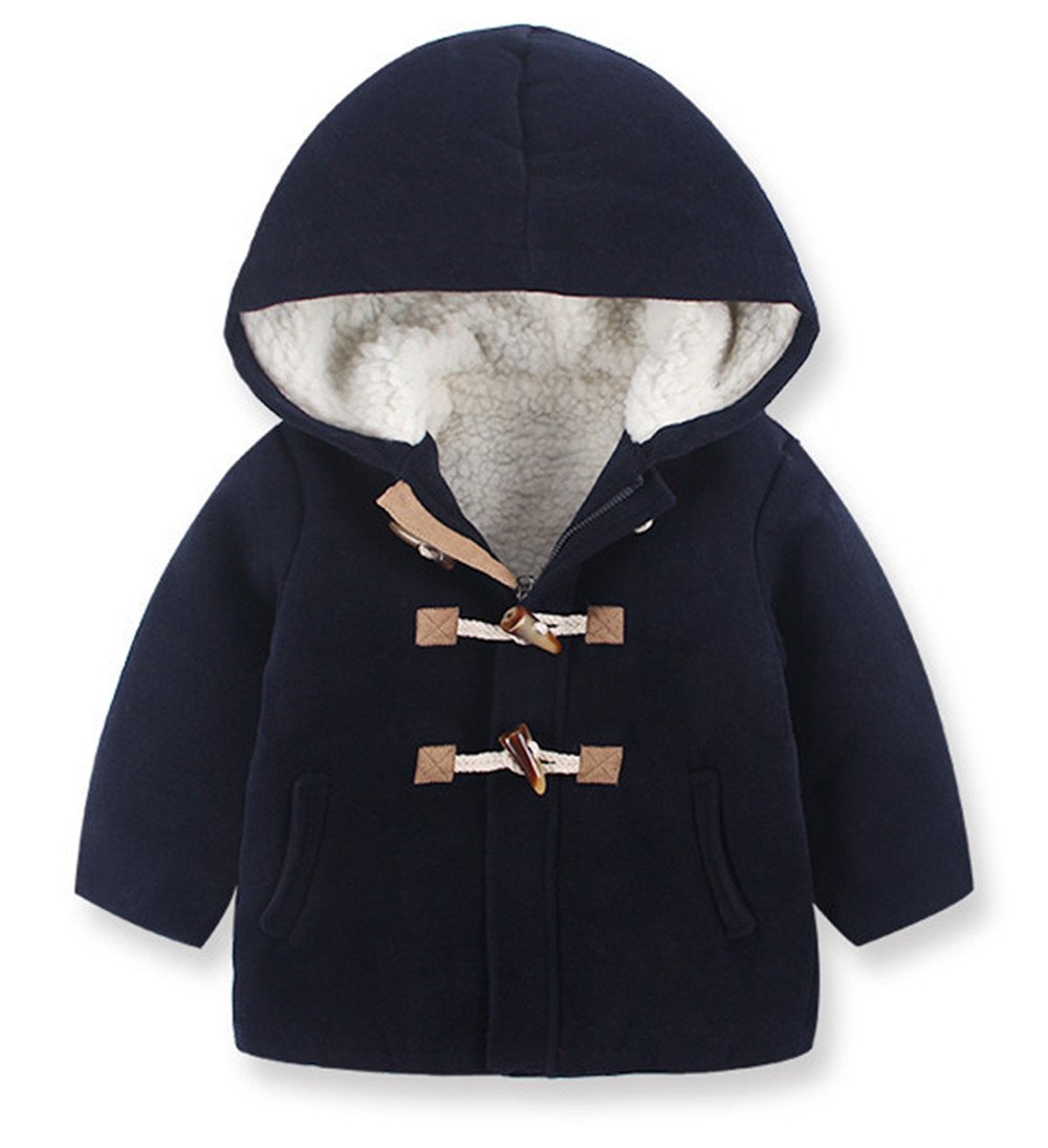 Warm Hooded Wool Jacket for Boys and Girls - Cozy Winter Outerwear for Kids Outdoor Play & School Activities