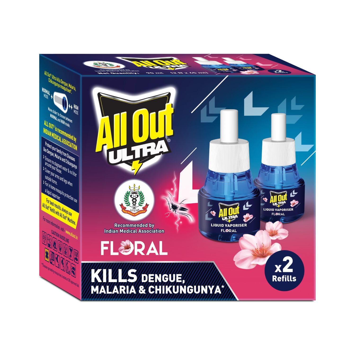 All Out Ultra Mosquito Repellent Refill Packs - Floral Scented (2 Pack) | Indoor & Outdoor Bug Protection for Home, Patio, and Camping