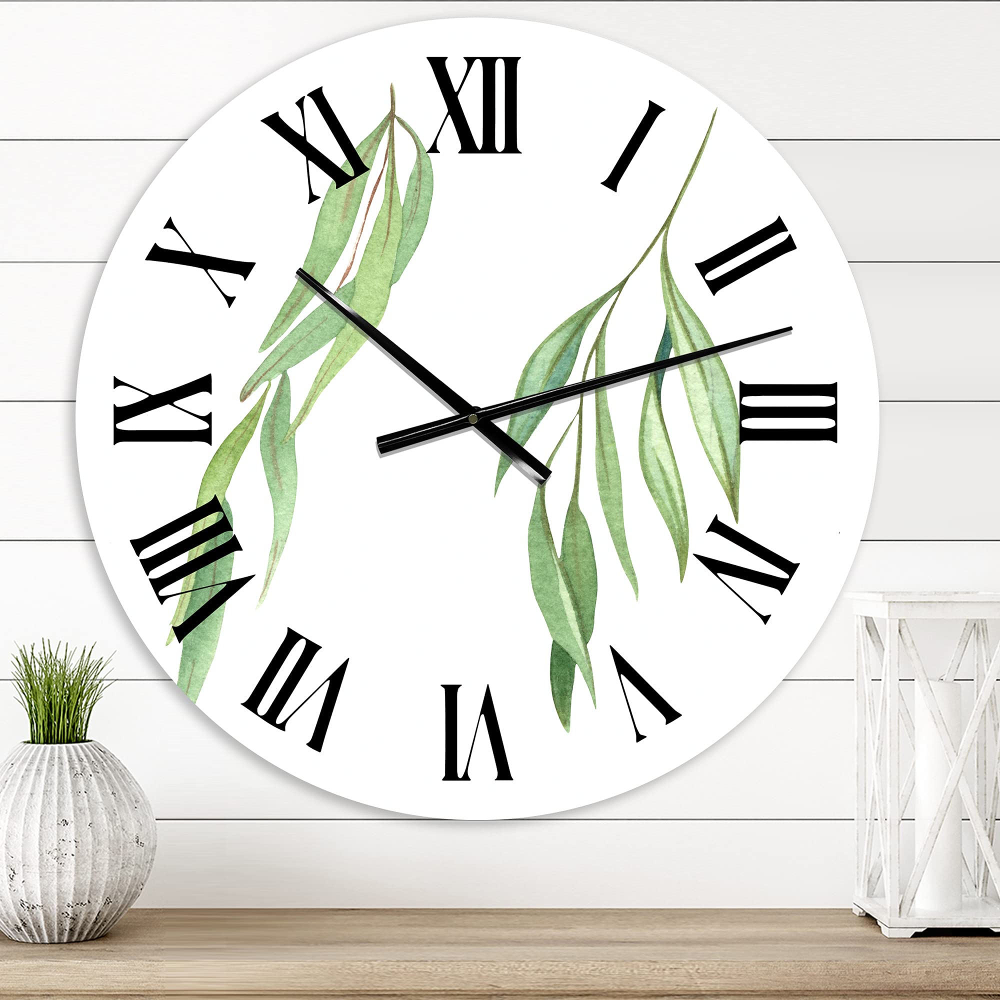 Farmhouse Wall Clock with Two Willow Branches Design - Large Floral & Botanical Wall Clock for Home, Living Room, Kitchen & Office Decor | Perfect for Rustic, Vintage & Modern Interiors