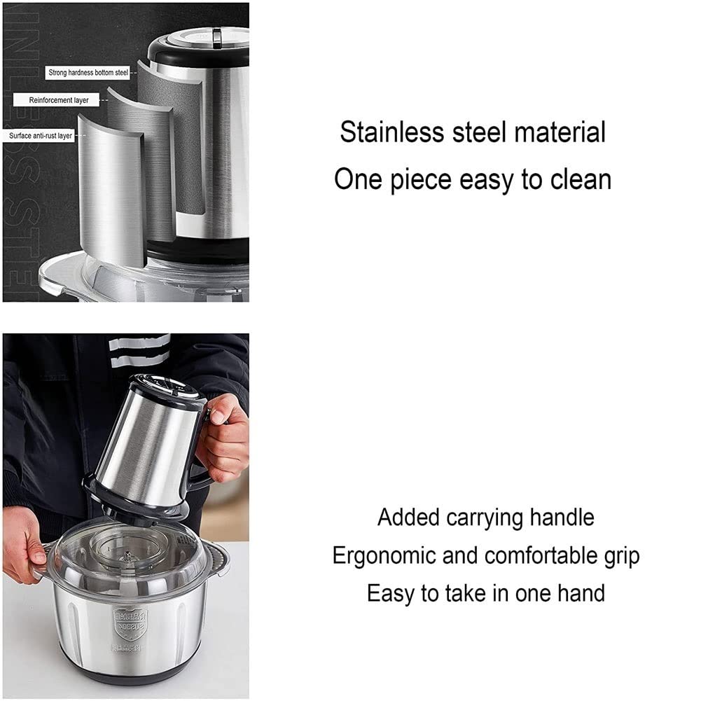 400W Powerful Electric Food Processor - BPA-Free Stainless Steel Chopper for Garlic, Meat, Veggies, Fruits & Nuts - 2-Speed Adjustable Blender - Perfect for Meal Prep, Smoothies & Home Cooking