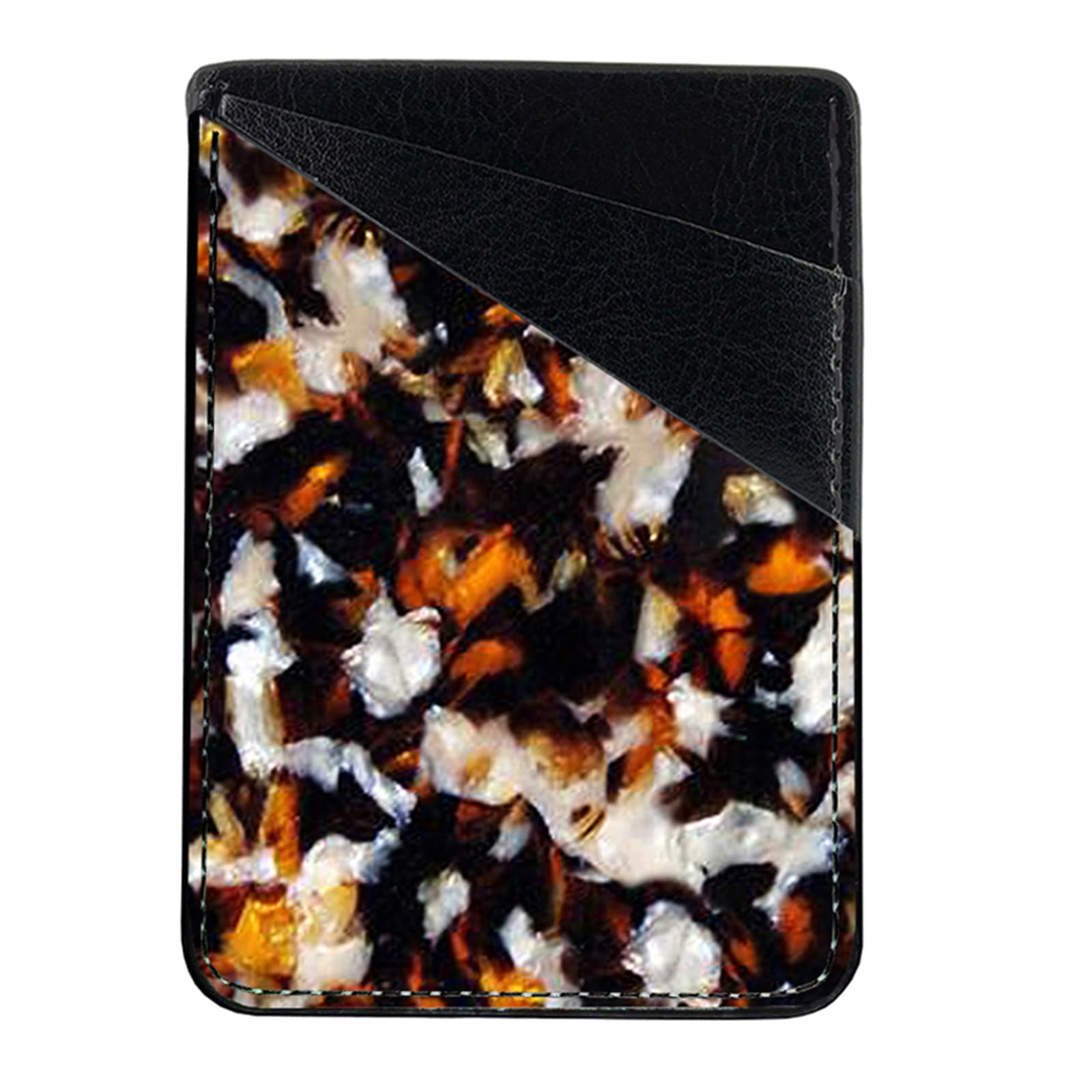 Pastel Leather Phone Wallet for iPhone & Samsung - Stick On Card Holder for Smartphones - Tortoise Shell Design for Daily Use