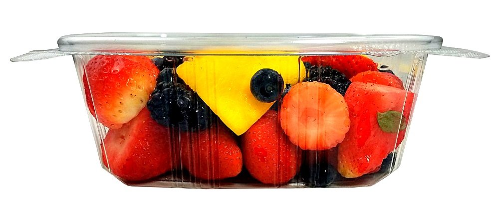 32oz BPA-Free RPET Food Containers with Hinged Lids for Meal Prep & Fruit Storage (Pack of 100) - Ideal for Delis & Catering