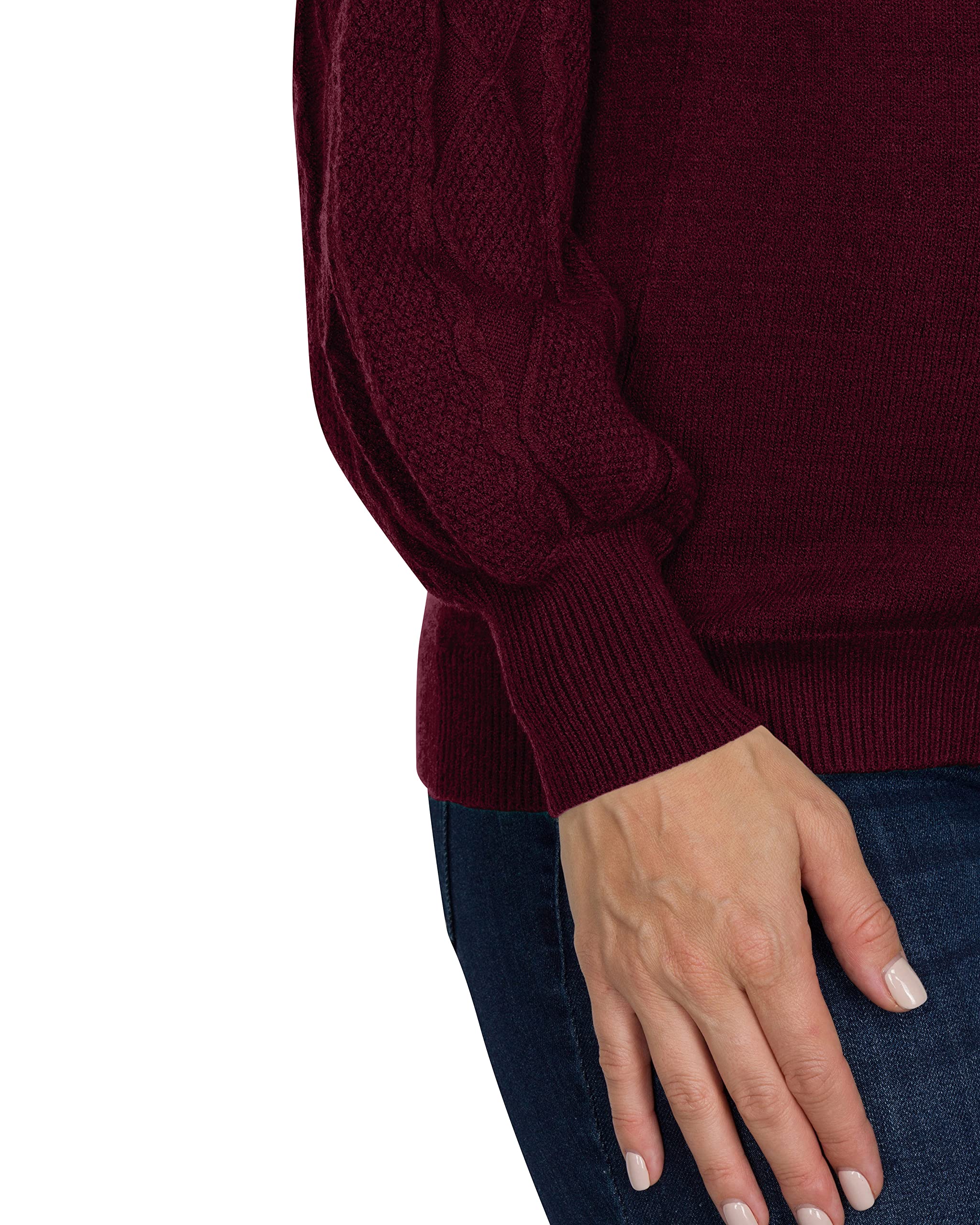 Eliana Cable Knit Sleeve Maternity Sweater - Soft Pregnancy Sweater for Women - Cozy Winter Maternity Clothes for Work & Family Gatherings