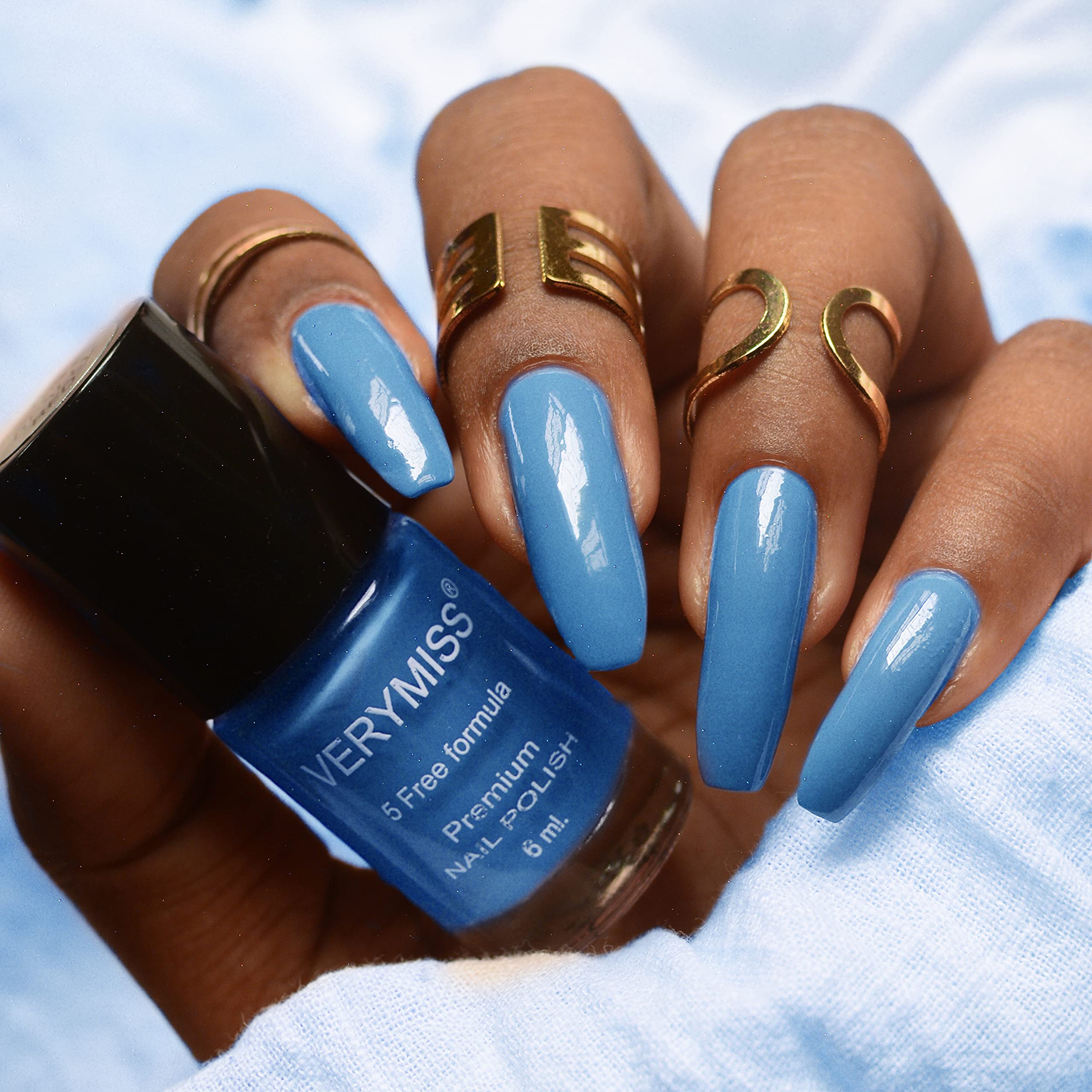 Verymiss Premium Nail Polish 6ml - Long Lasting Azure Blue Nail Lacquer with High Gloss Finish | Perfect for Manicures, Pedicures & Nail Art Designs