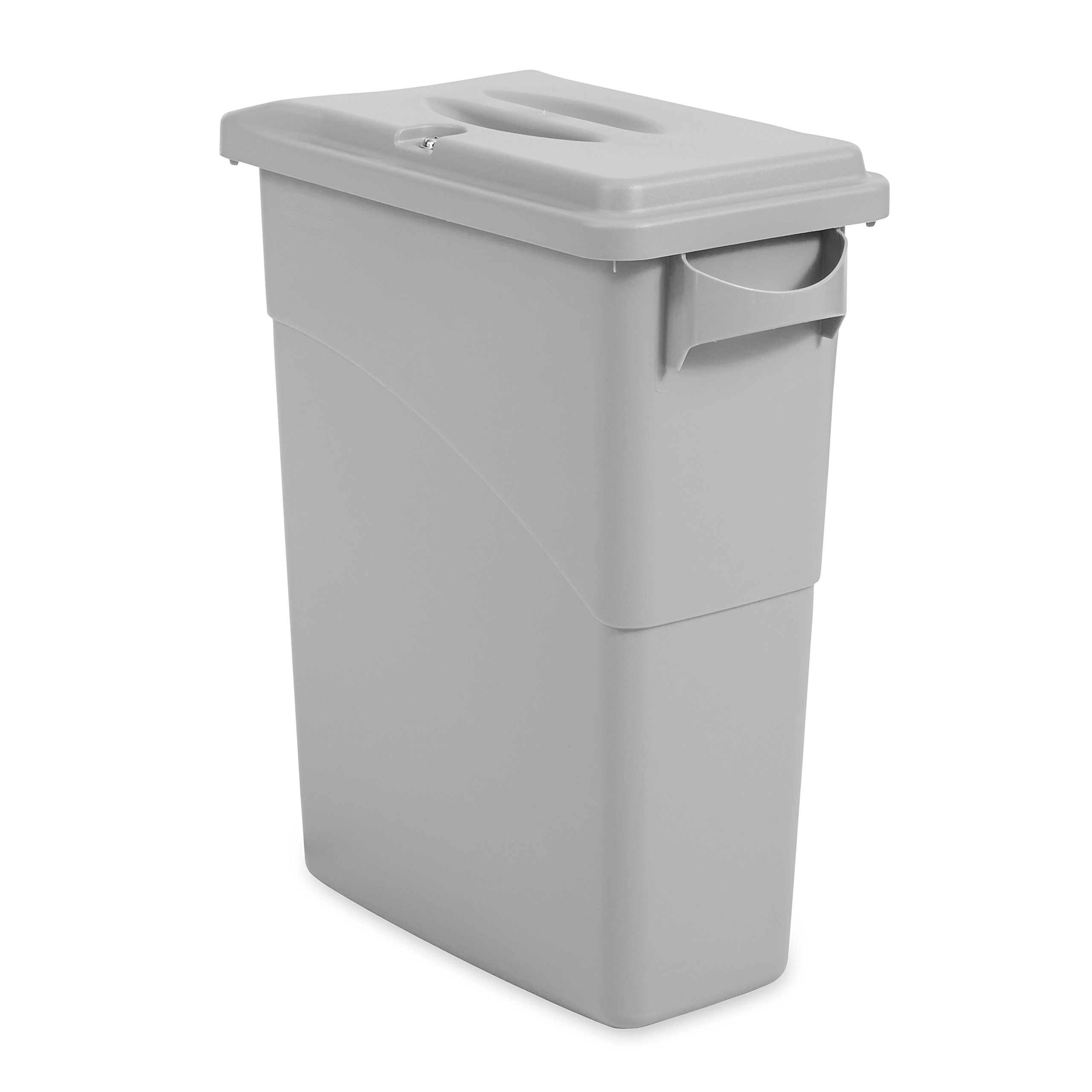 Rubbermaid 16-Gallon Slim Jim Confidential Document Trash Can with Locking Lid - Secure Disposal for Office, Home & Legal Documents - Gray Commercial Grade Recycling Bin